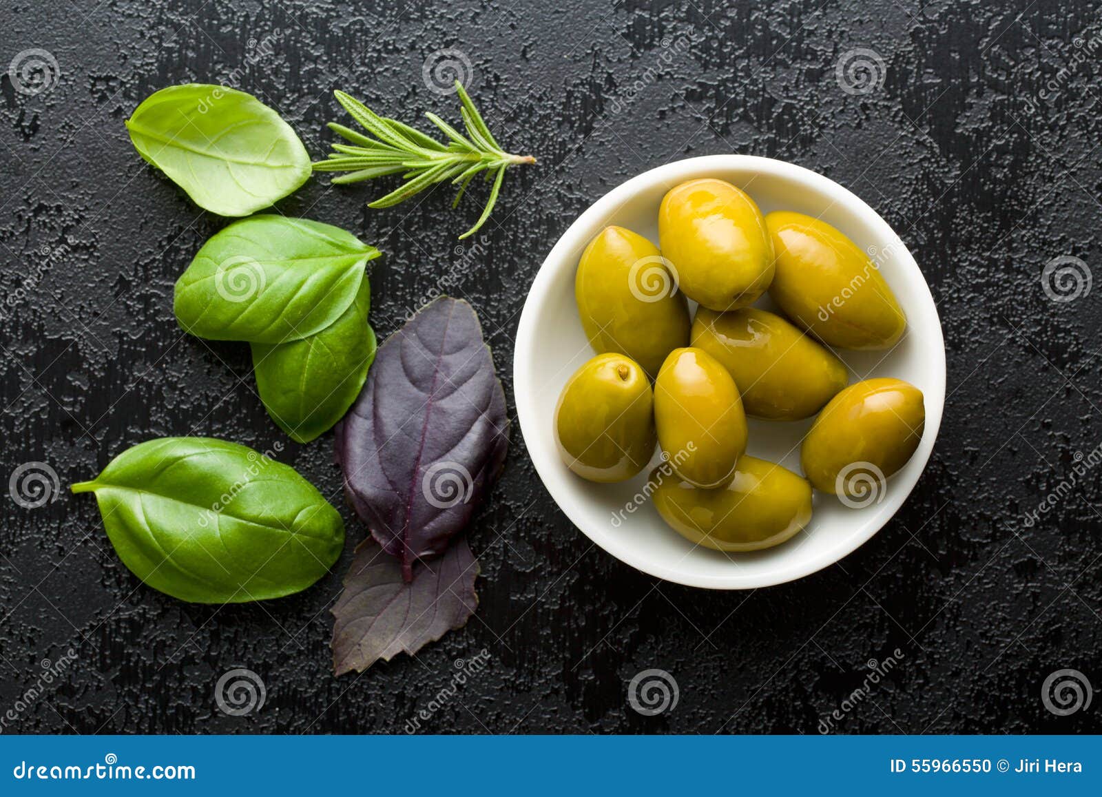 Green olives and herbs stock photo. Image of food, antioxidant 55966550
