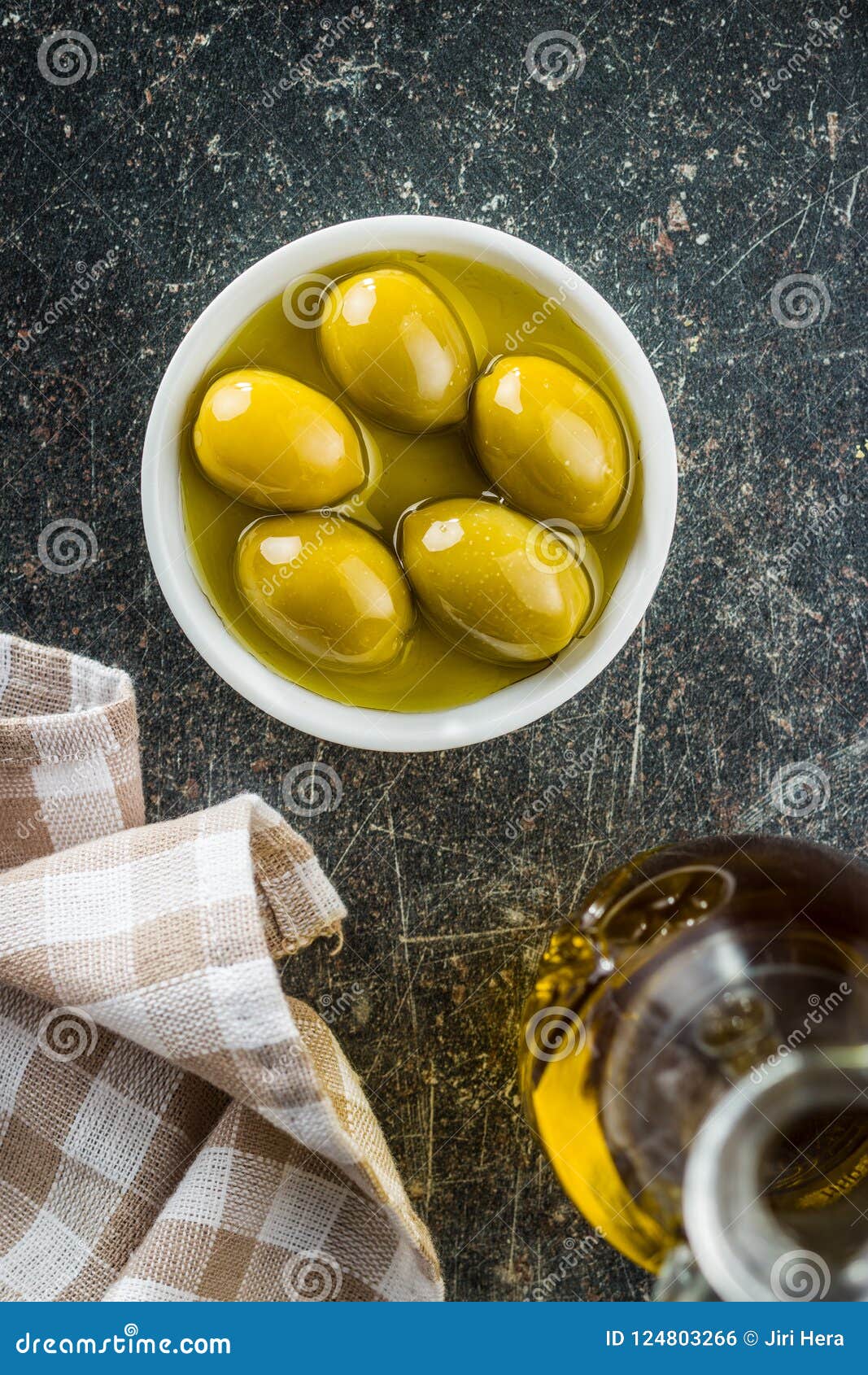 Green Olives and Olive Oil. Stock Photo Image of cuisine, fruit 124803266