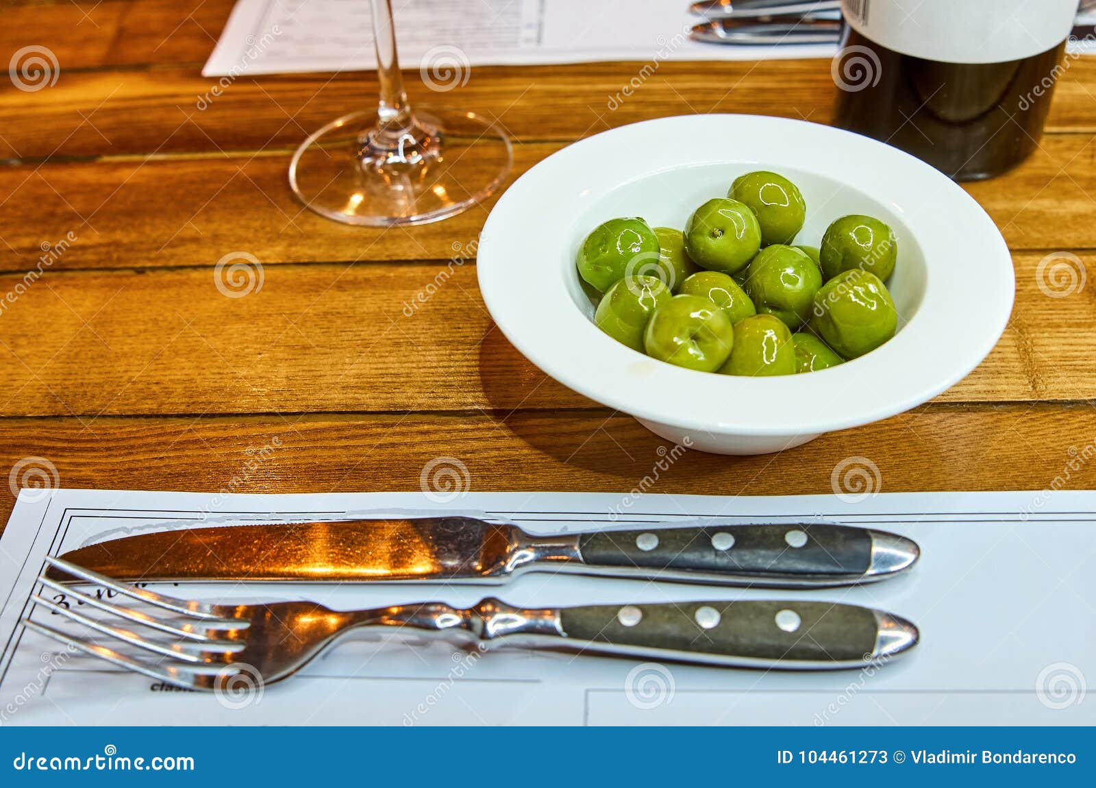 Green Olives on a Table in a Restaurant Stock Image Image of chef