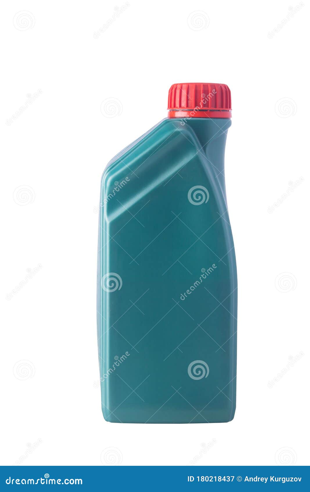 Green Oneliter Bottle With Engine Oil, Isolate, Closeup Stock Image