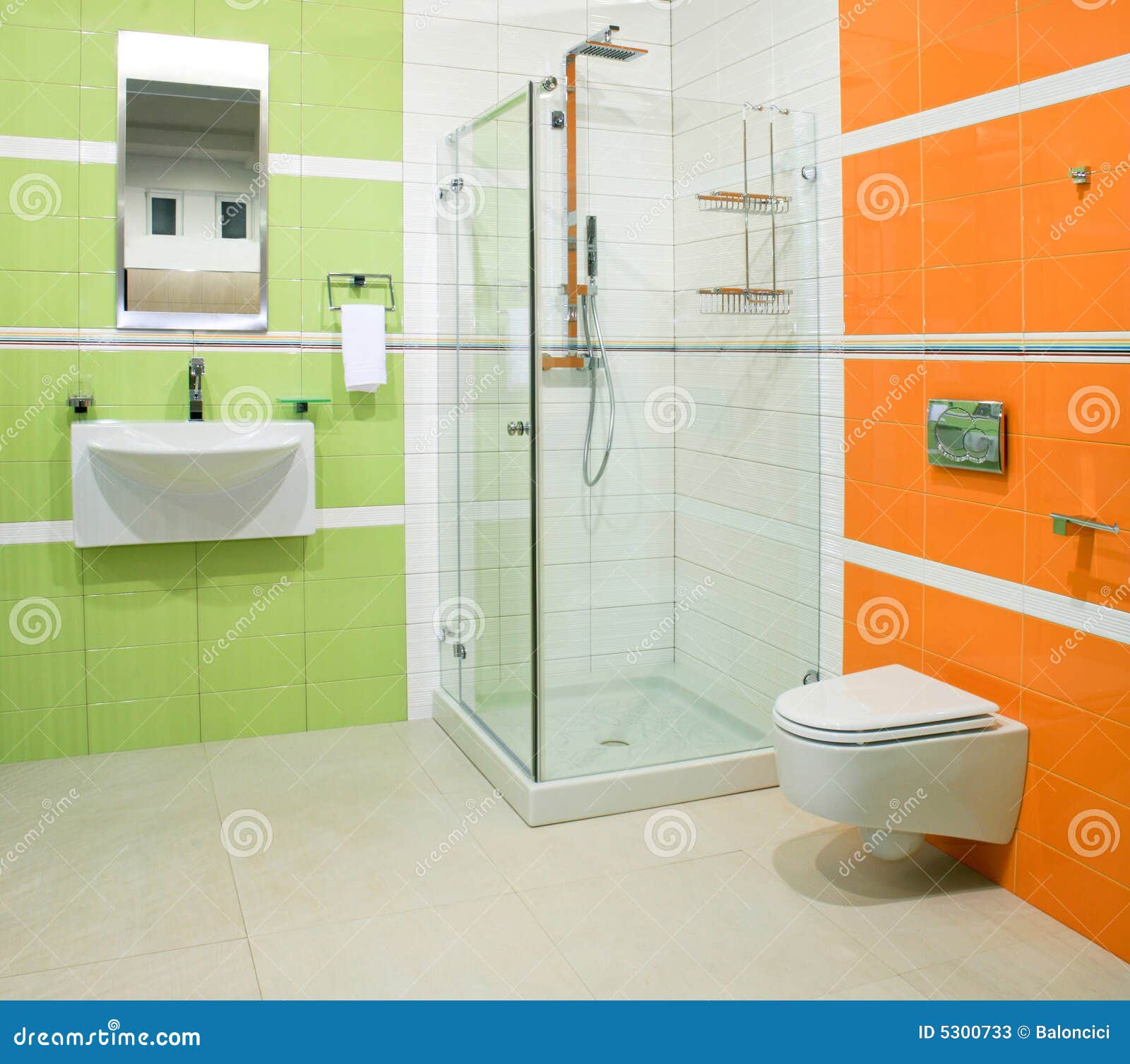 Green and orange stock image. Image of bathroom, shower 5300733