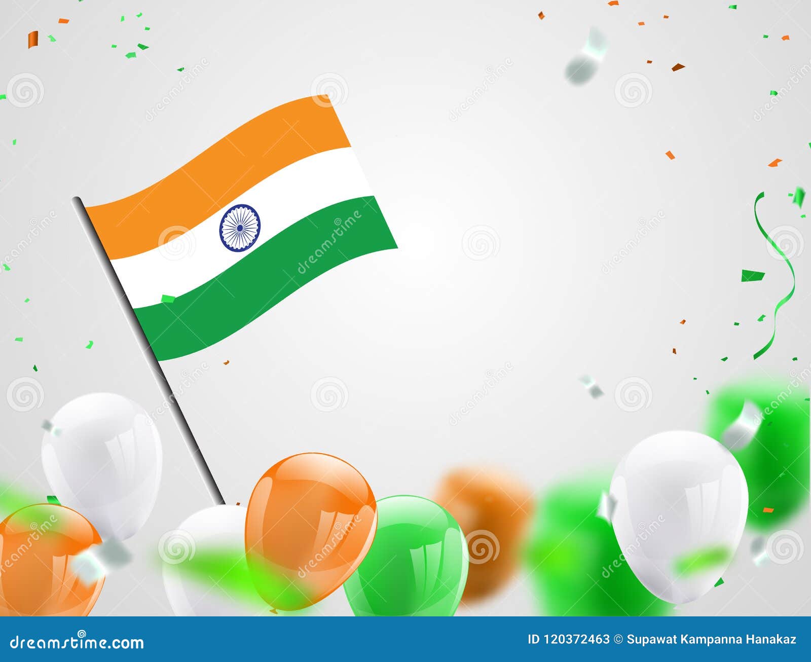 Green Orange Balloons, Confetti Concept Design Independence Day ...