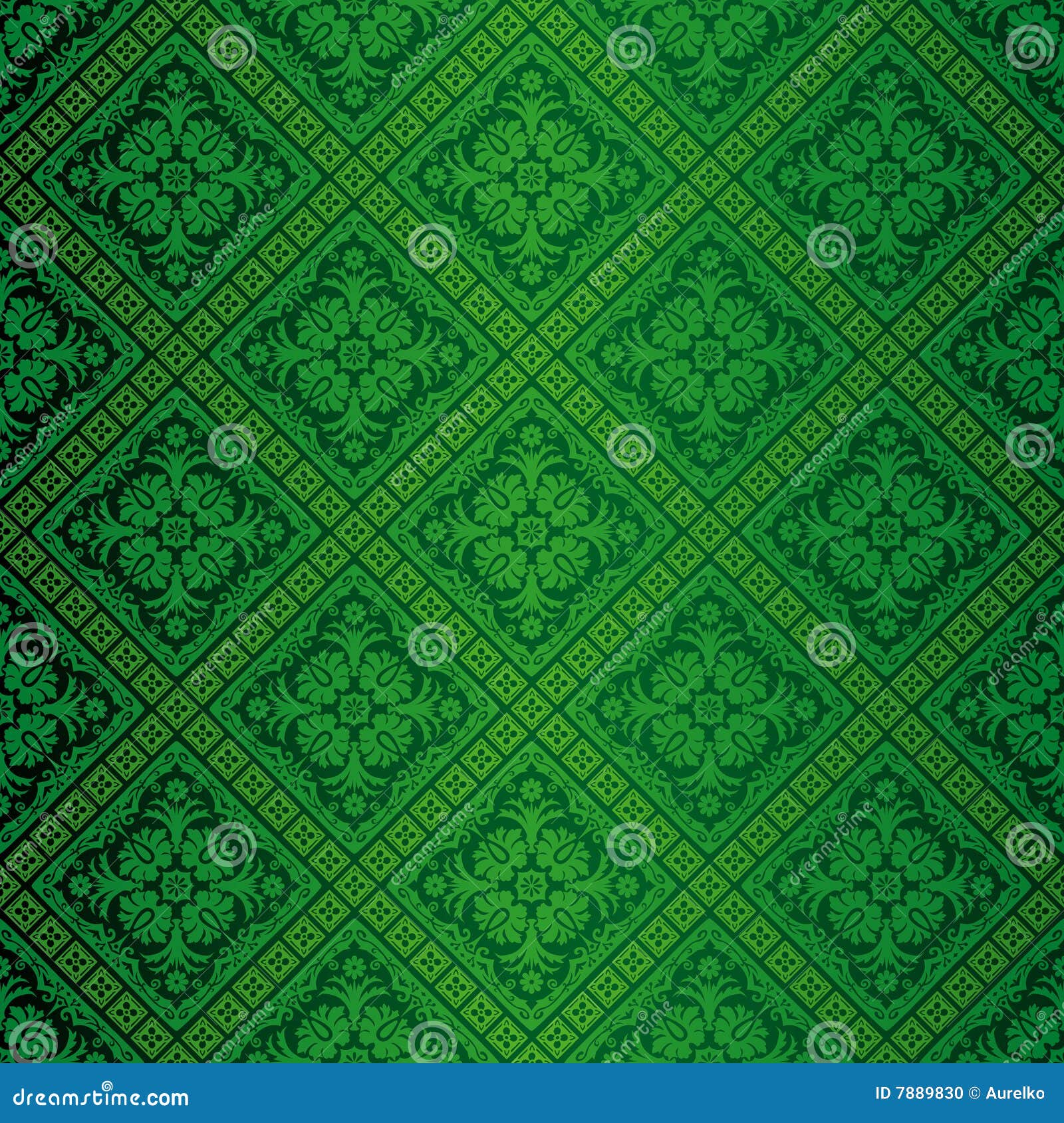 Green ornate wallpaper stock vector. Illustration of seamless 7889830