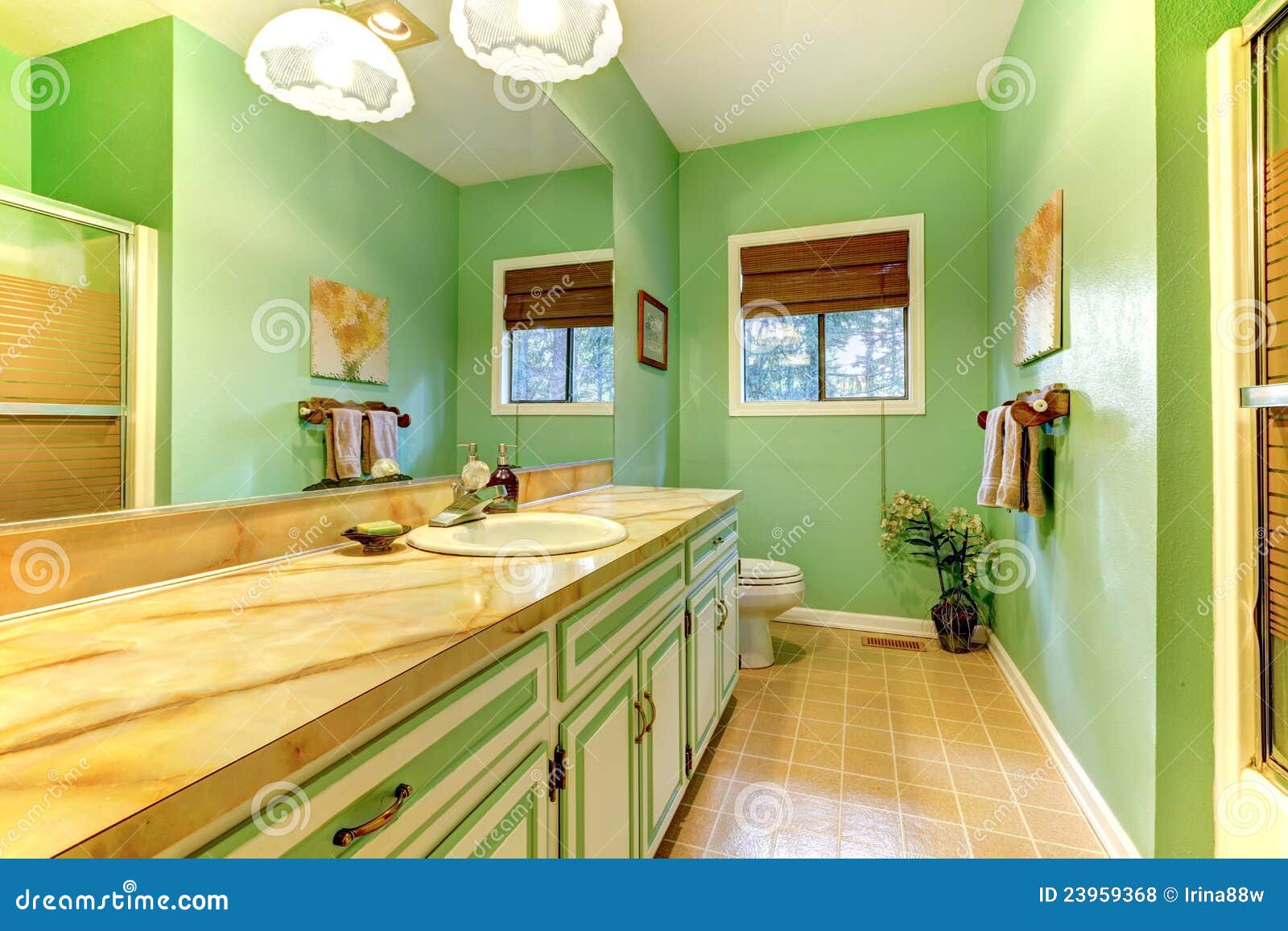 green outdated bathroom interior.