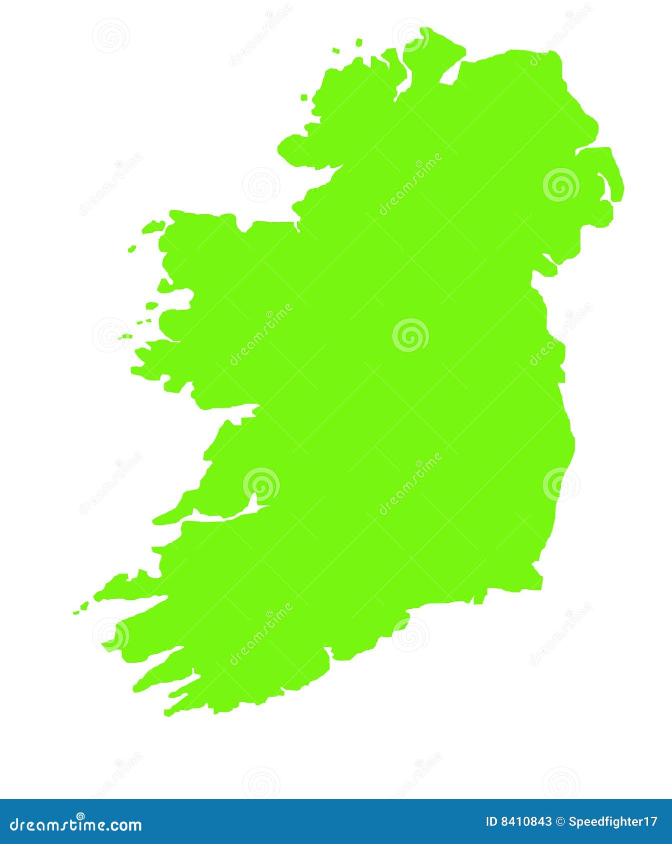 Green Outline Map of Ireland Stock Illustration - Illustration of