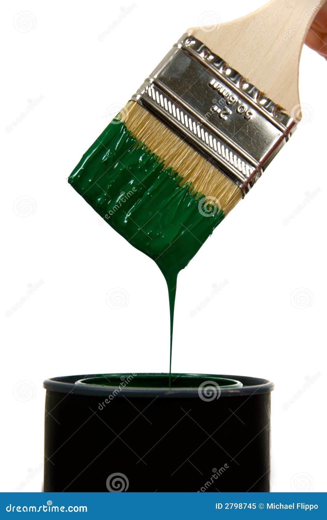 Green paint and brush stock image. Image of tool, green 2798745