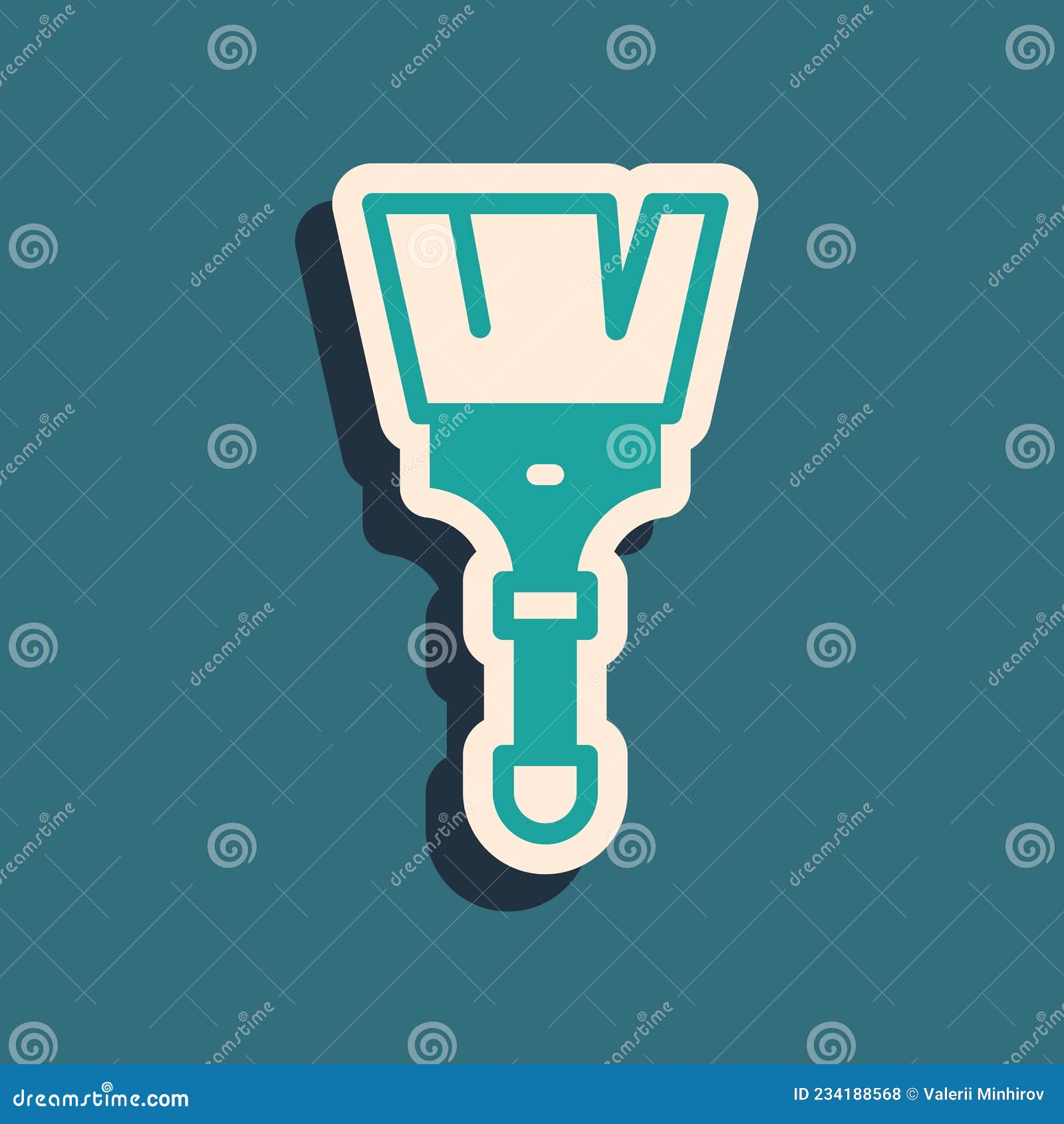 Green Paint Brush Icon Isolated on Green Background. Long Shadow Style