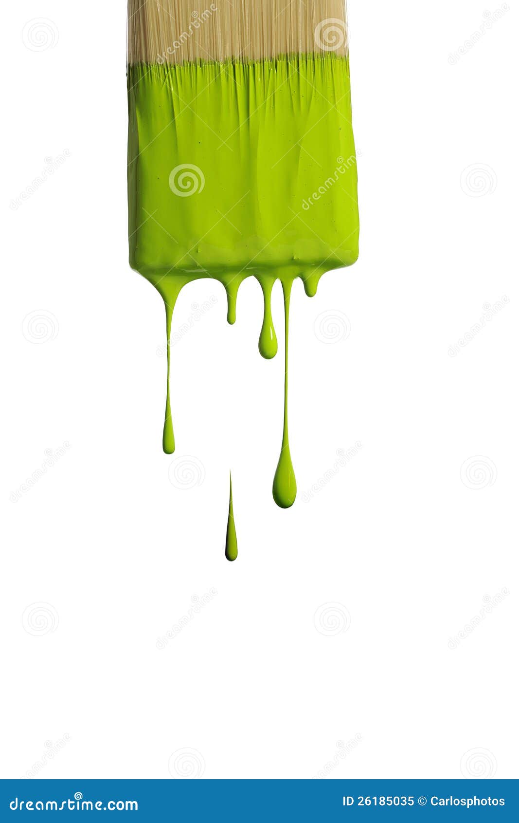 Green Paint Dripping from a Brush Stock Image - Image of drop, messy