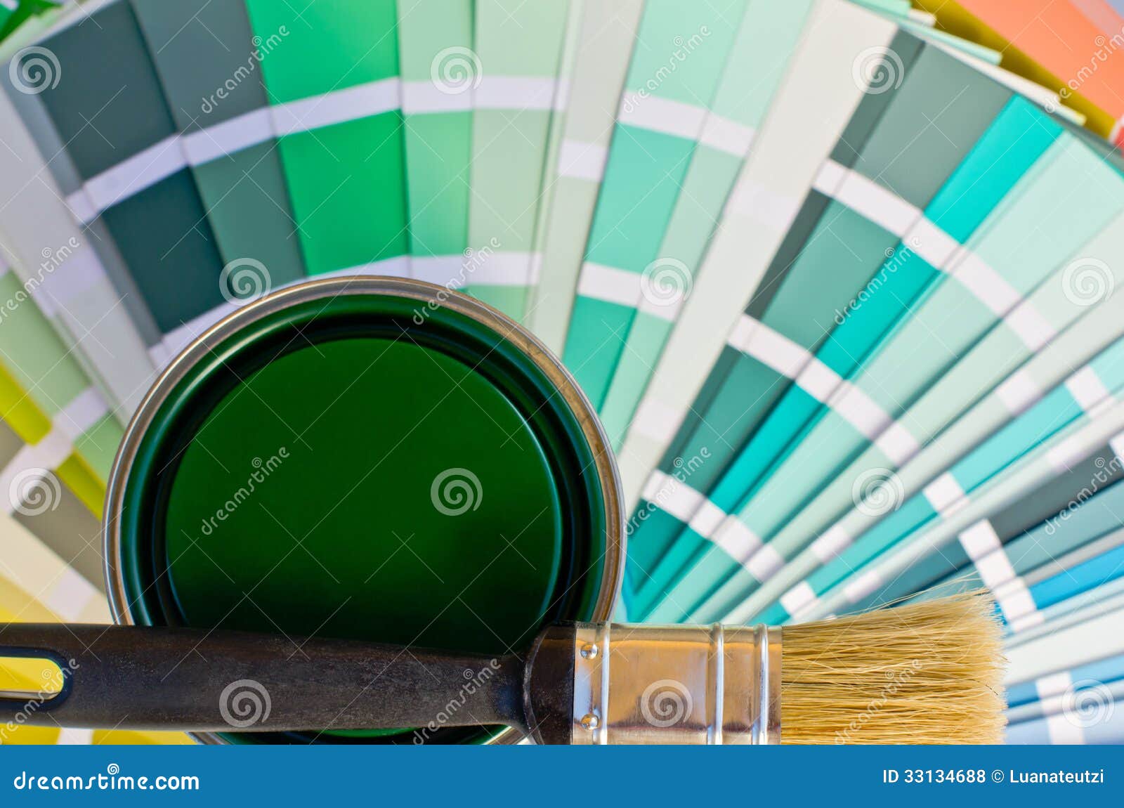 Green paint sample. stock photo. Image of painter, collection 33134688