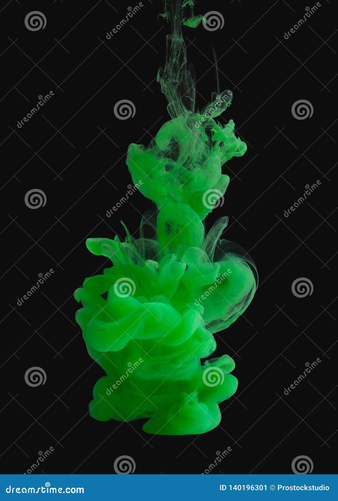Green Paint Splash Cloud in Water, Isolated on Black Stock Image ...