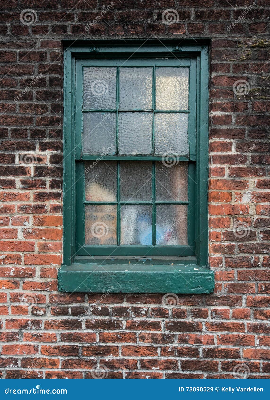 Green Painted Window on Brick Wall Stock Image Image of panes, dark