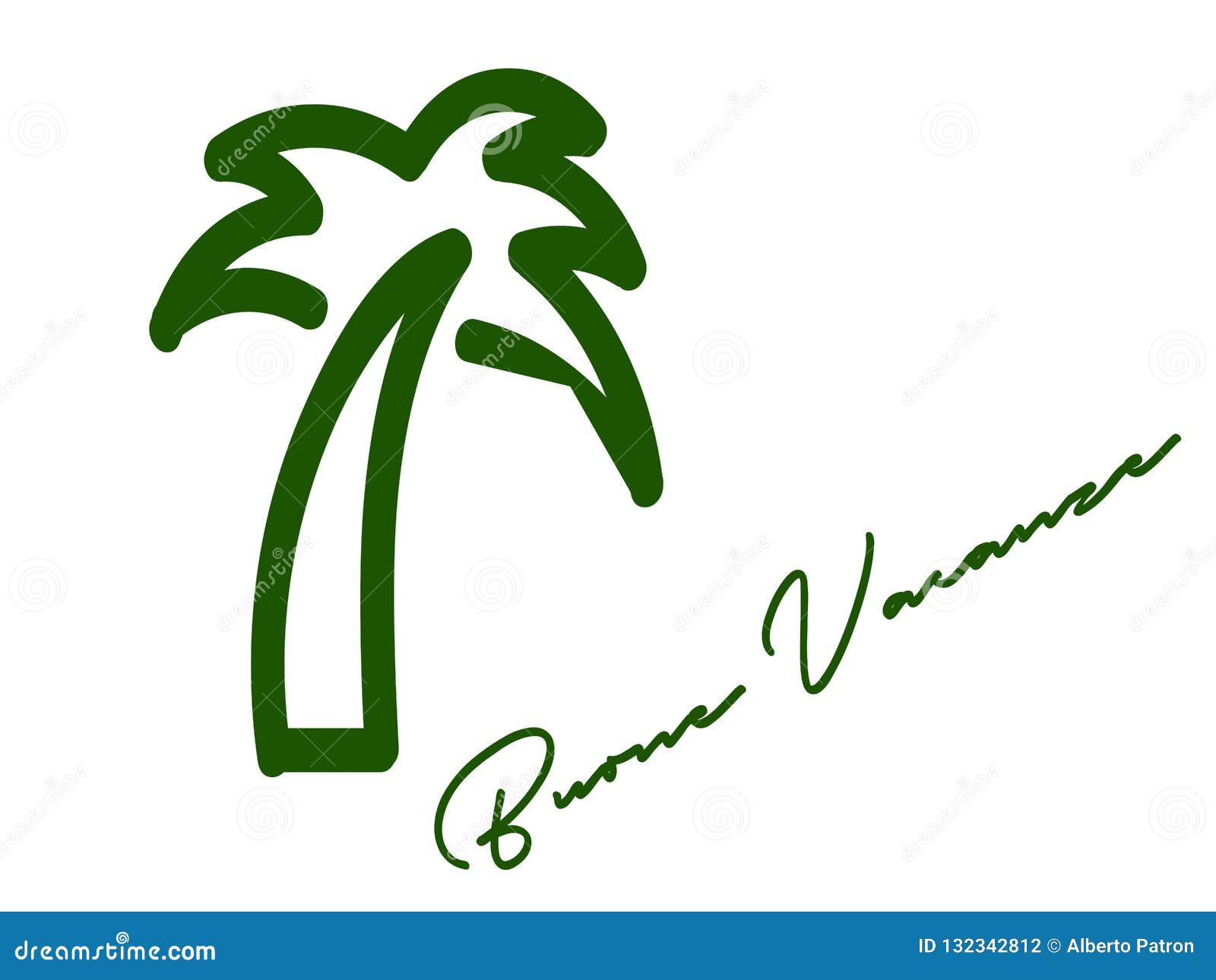 green palm tree with a motto