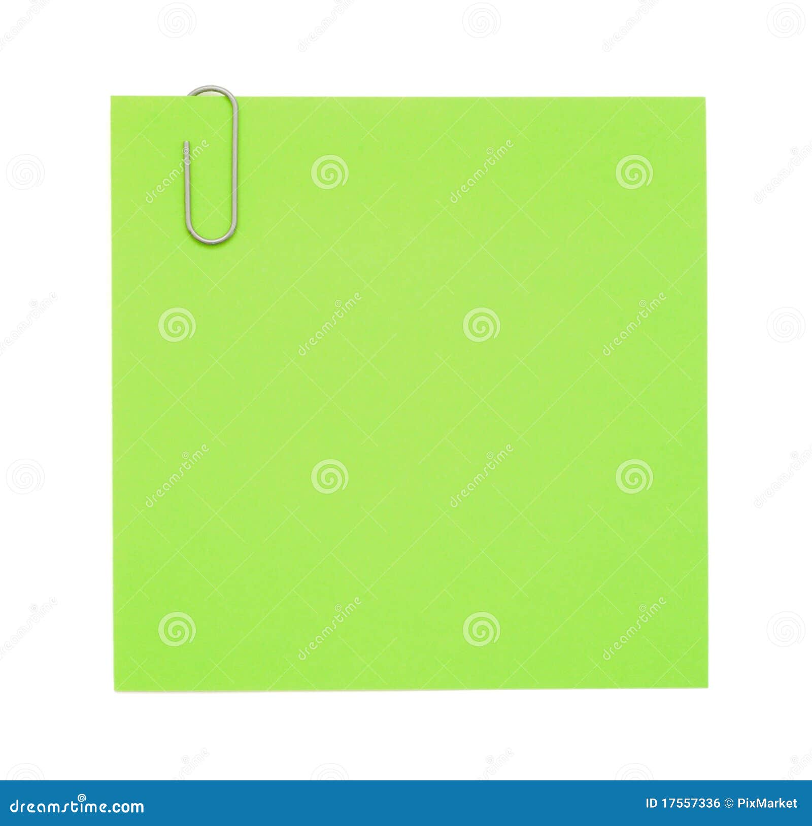 Green paper note with clip stock photo. Image of empty 17557336