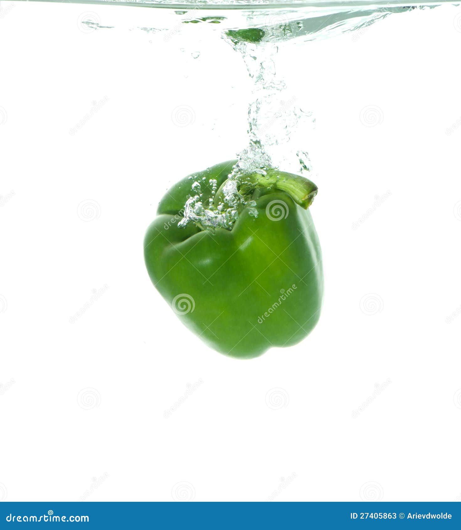 Green Paprika in Clear Water Stock Image Image of kitchen, macro