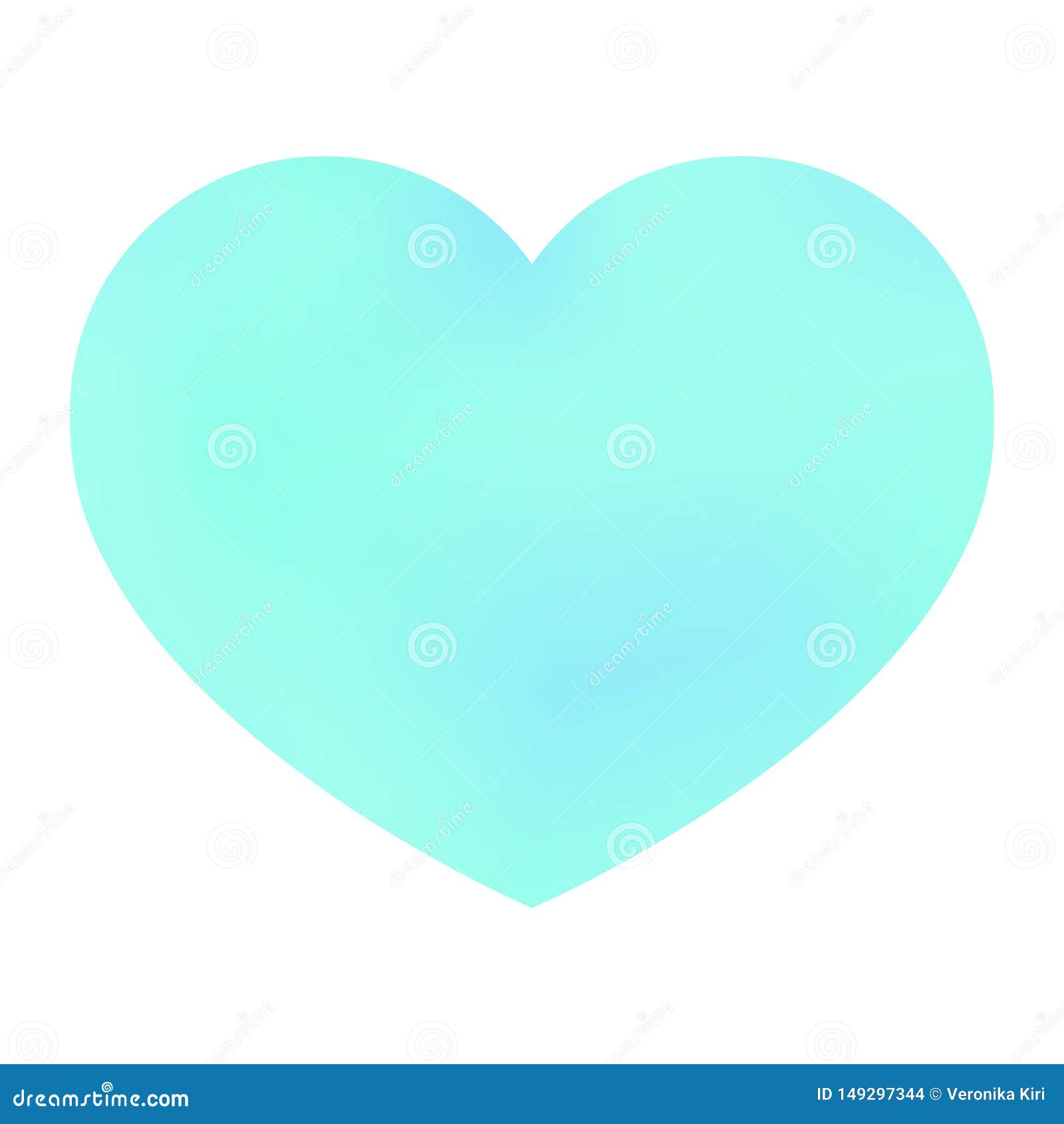 Green Pastel Heart on a White Isolated Background. Illustration. Stock