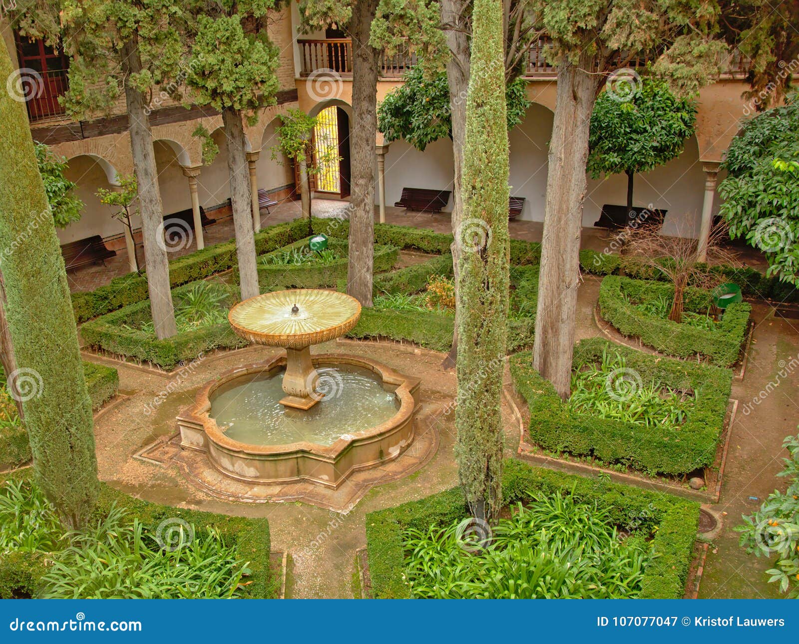 Green Patio Nasrid Palace Part Of Alhambra Granada Spain Stock