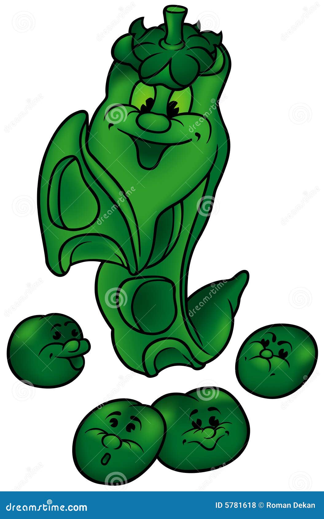 Green Pea stock vector. Illustration of comic, cartoons 5781618