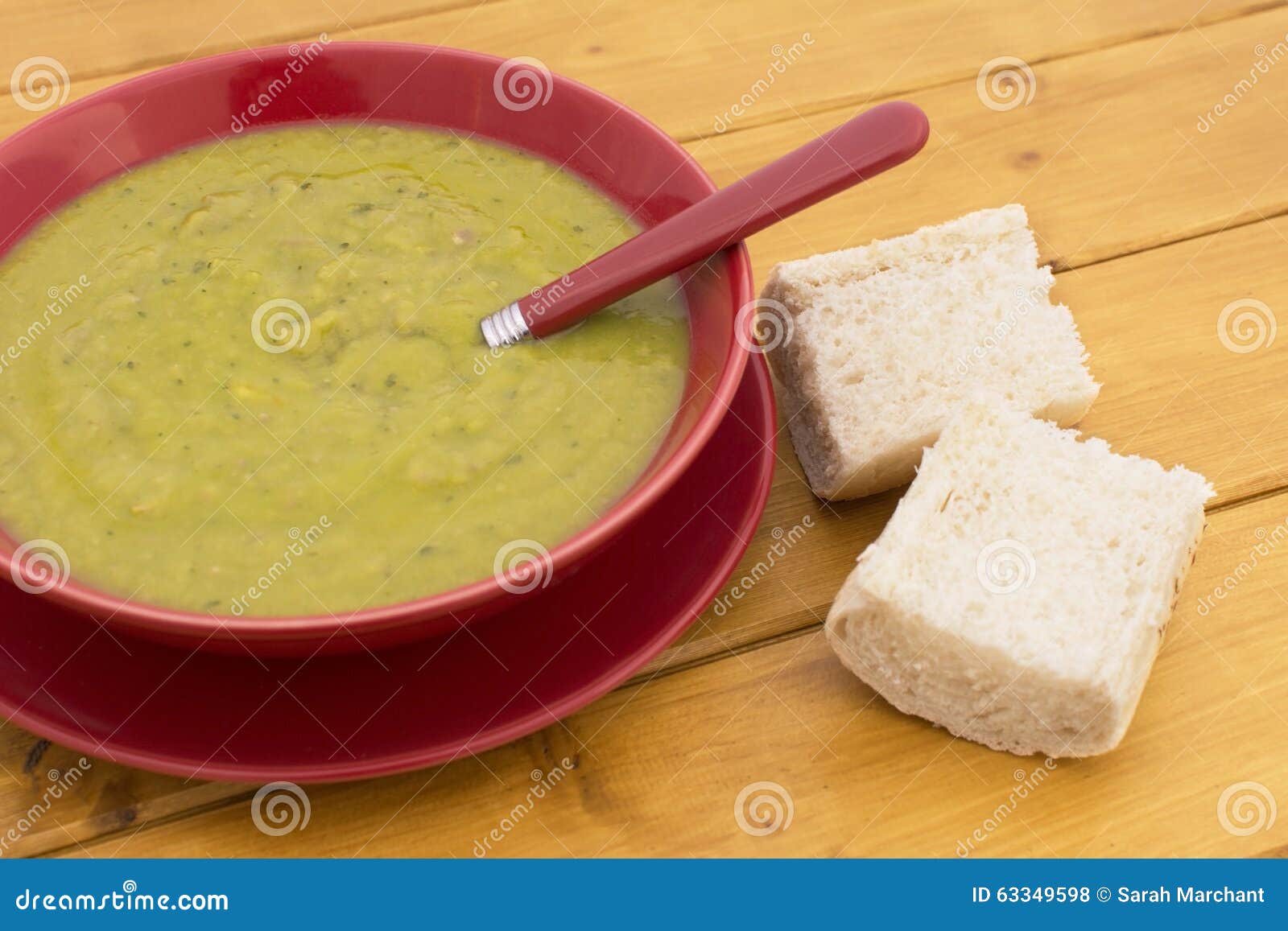Green Pea and Ham Soup, Served with Bread Stock Photo Image of culinary, wood 63349598
