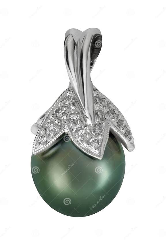 Green pearl pendant stock image. Image of fine, element 11955873