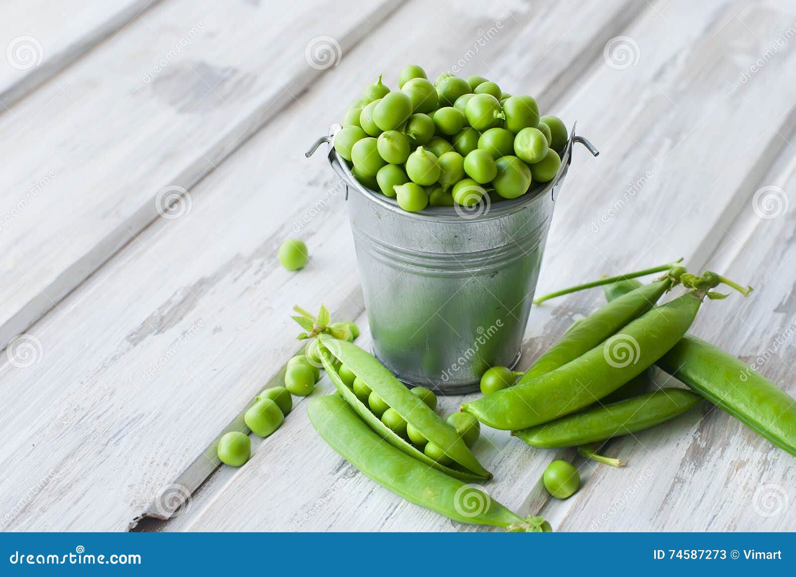green peas in a bucket