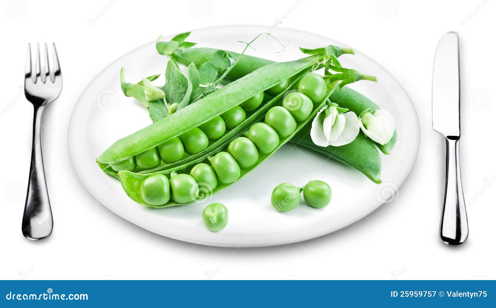 Green Peas With Pods On A Plate. Stock Image Image of fresh, flatware
