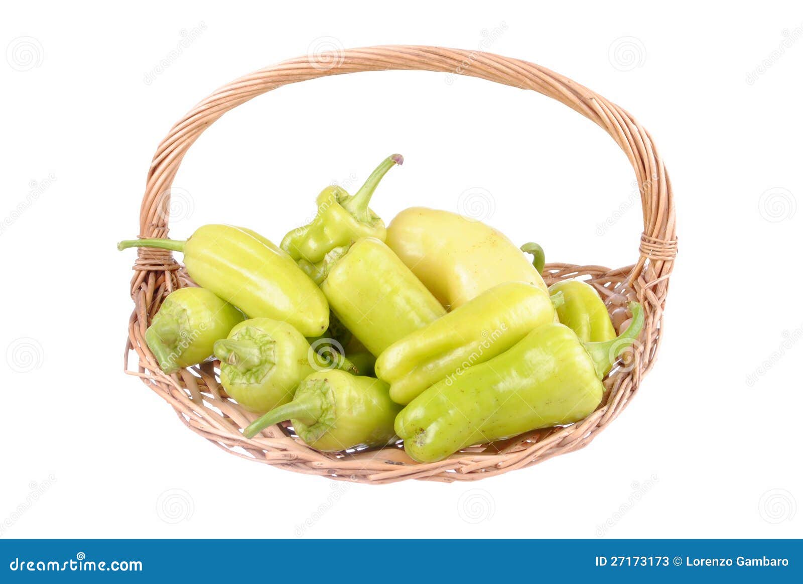 Green Peppers in a Straw Basket Stock Image Image of vitamin, white