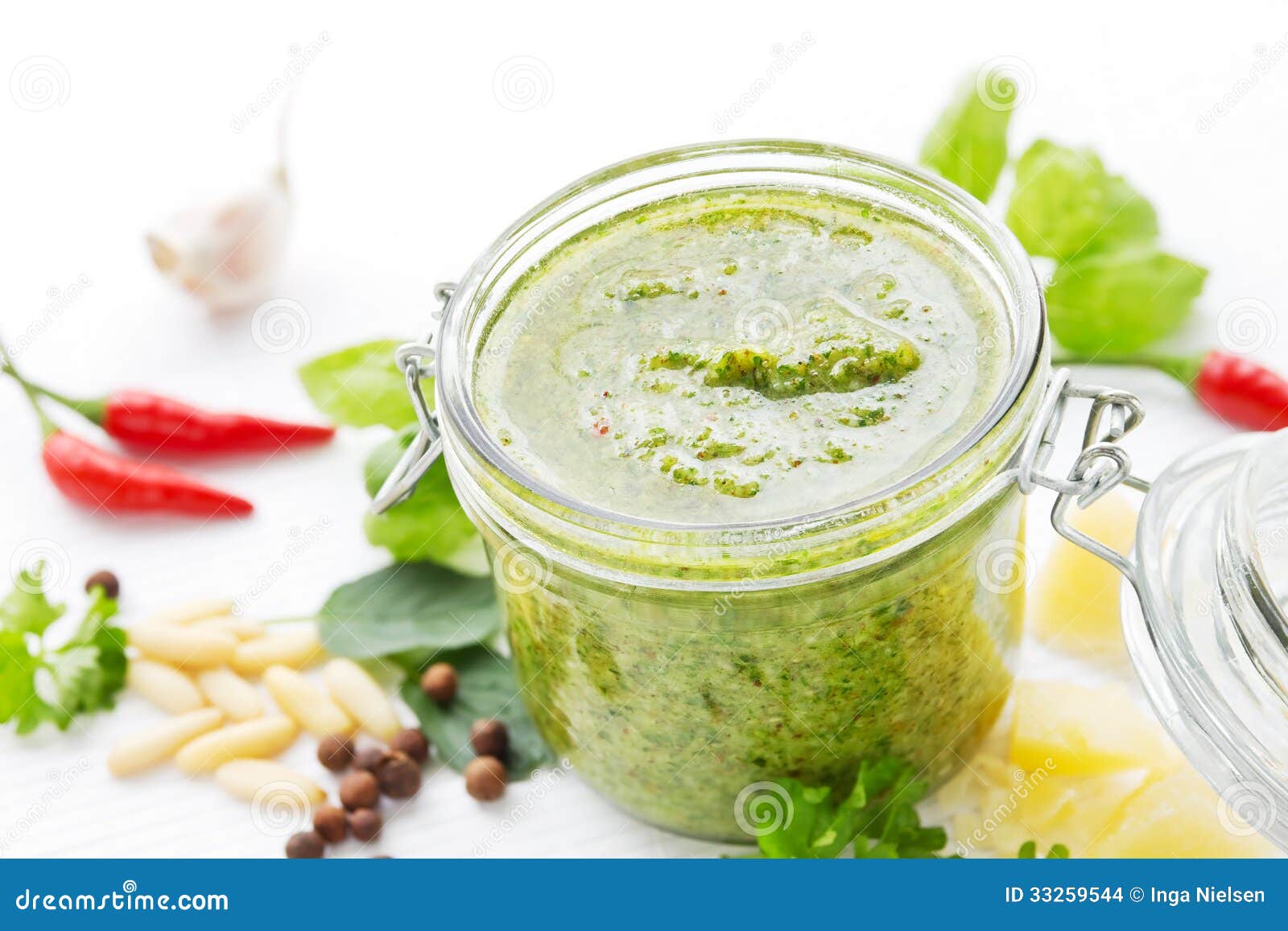 Green pesto stock photo. Image of homemade, peppers, fresh 33259544