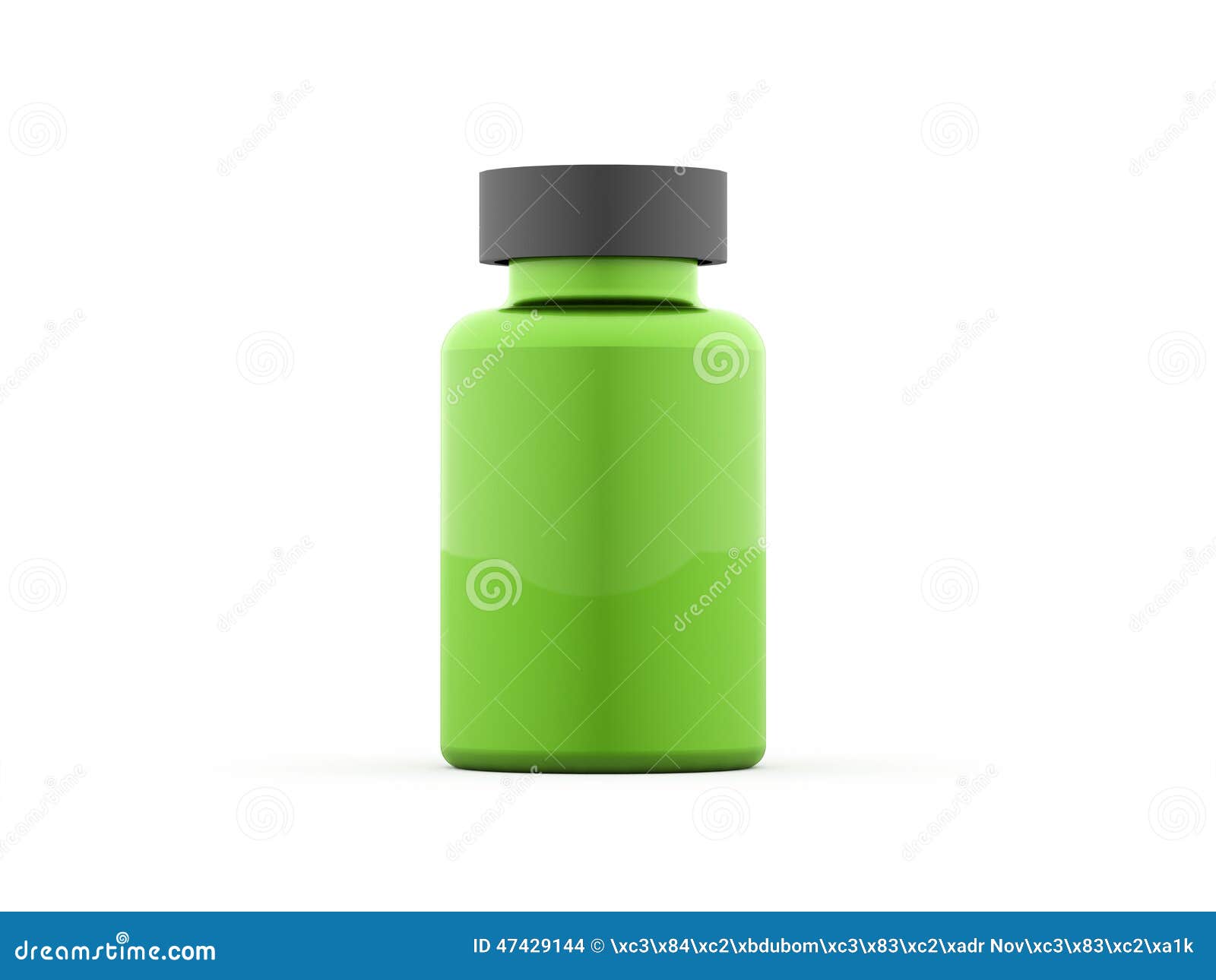 Green Pills Bottle Rendered Isolated on White Stock Illustration
