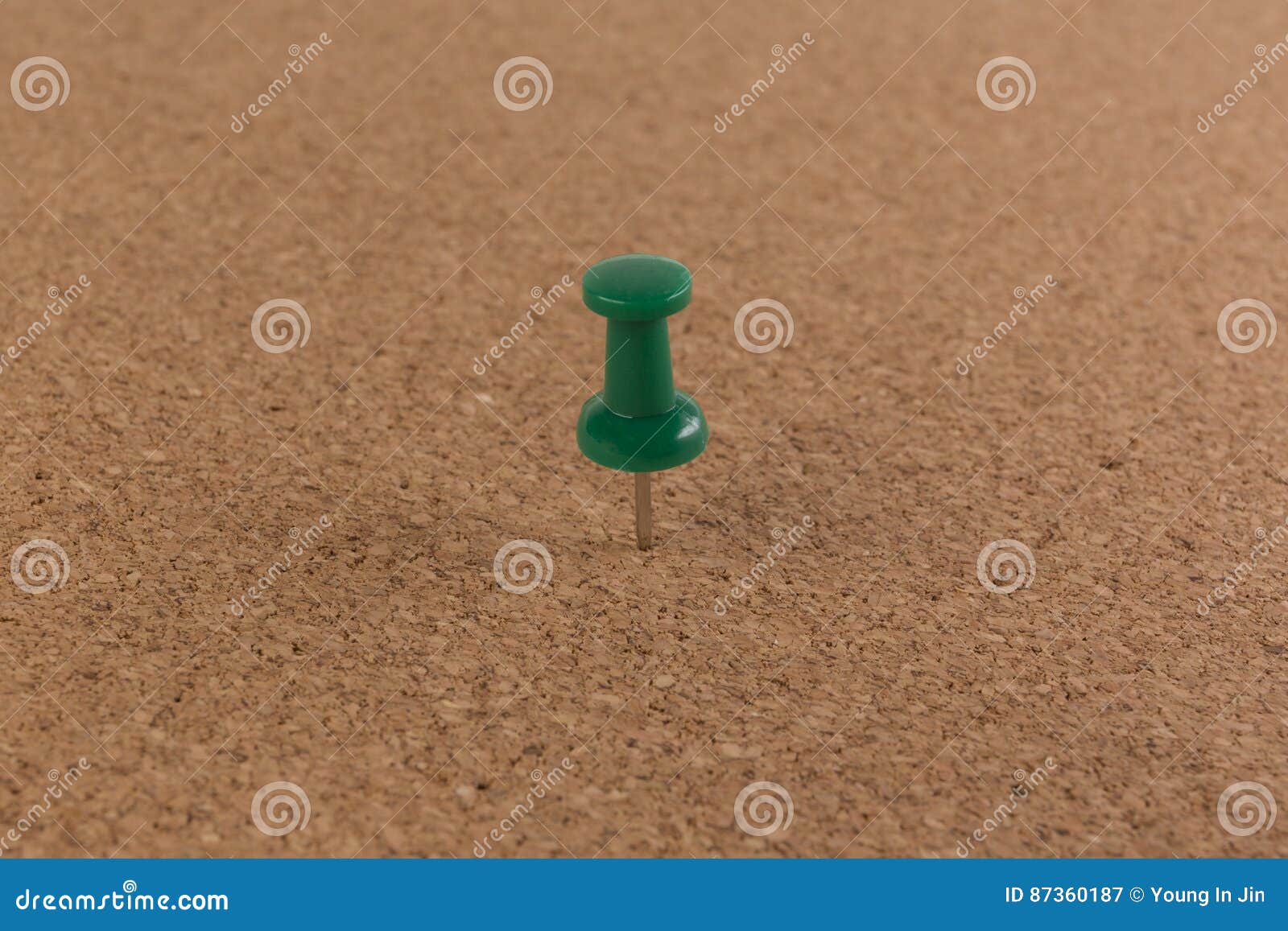 Green Pin on Cork Board Texture Background Stock Image Image of