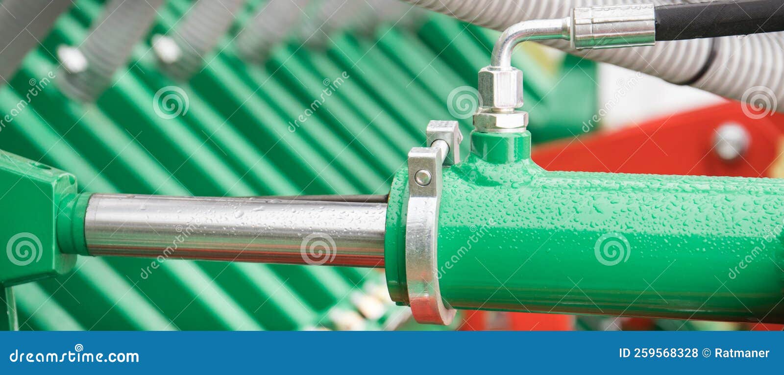 Green Piston or Actuator in Pneumatic or Hydraulic Machine. Technology Stock Photo Image of