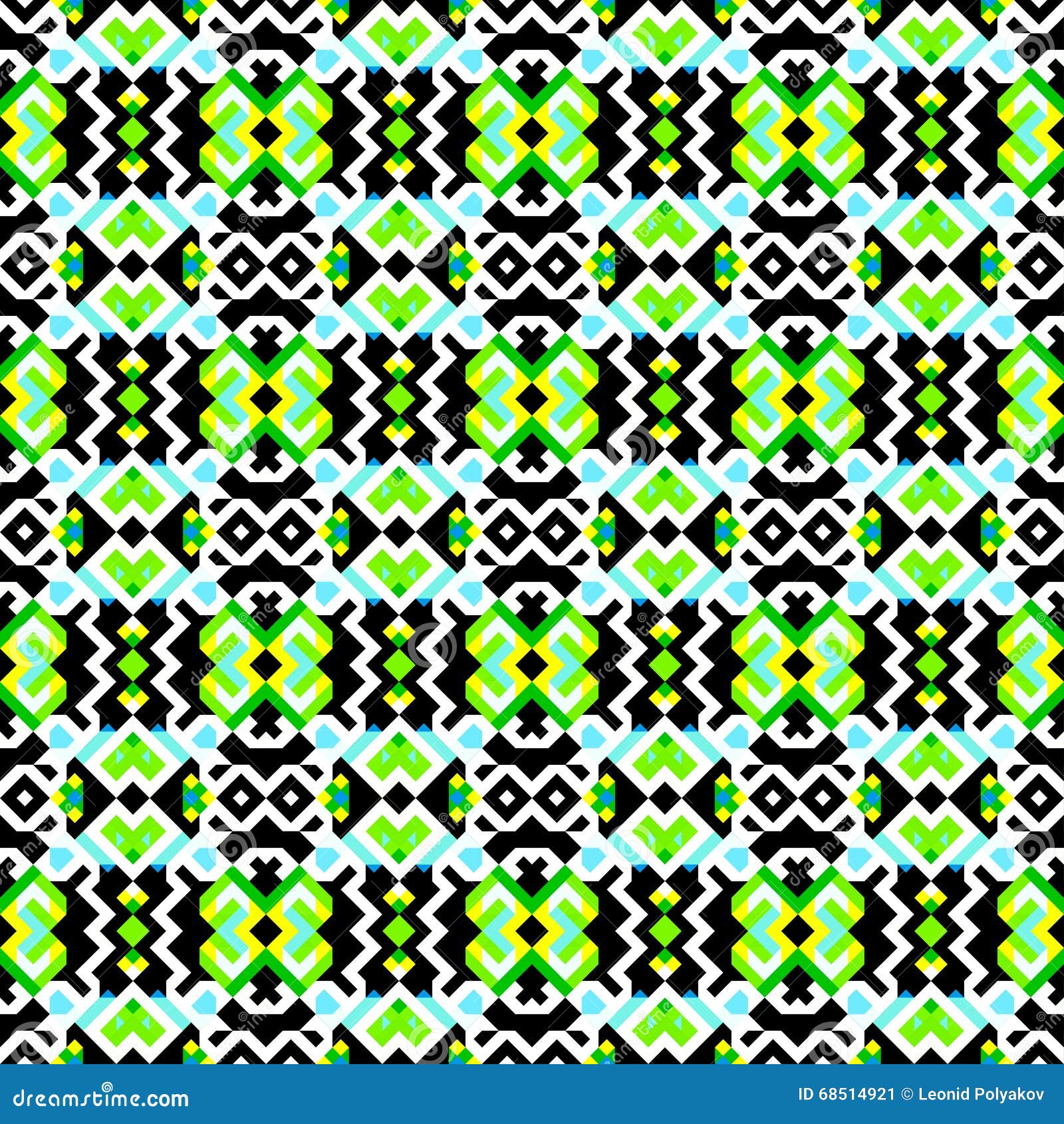 Green Pixels Bright Colored Geometric Background Seamless Pattern Stock ...