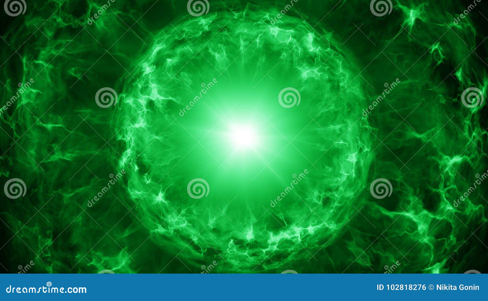 Green Plasma Sphere with Energy Charges Stock Illustration Illustration of electricity, render