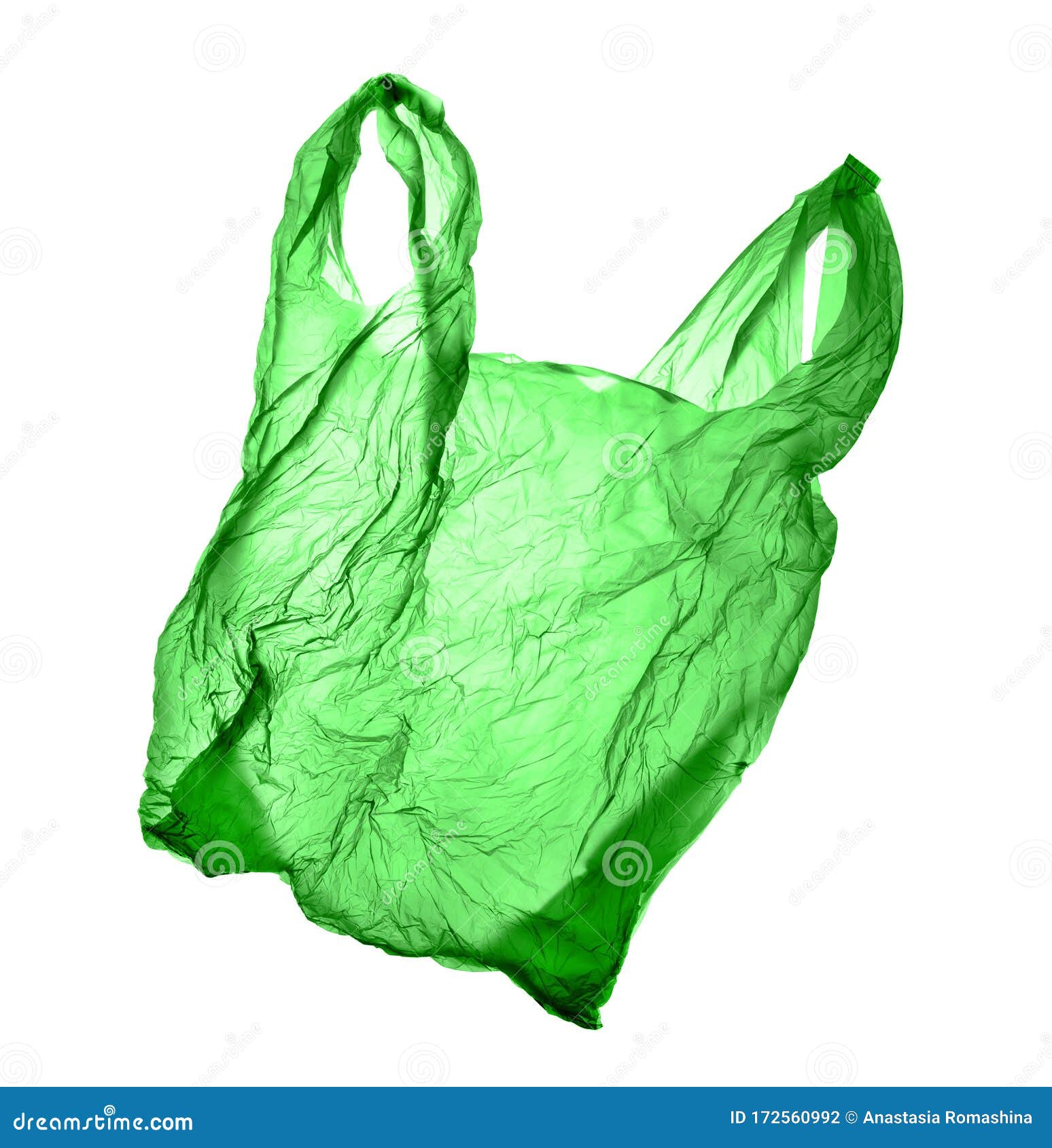 Green Plastic Bag on White Background. Isolated Stock Photo - Image of ...