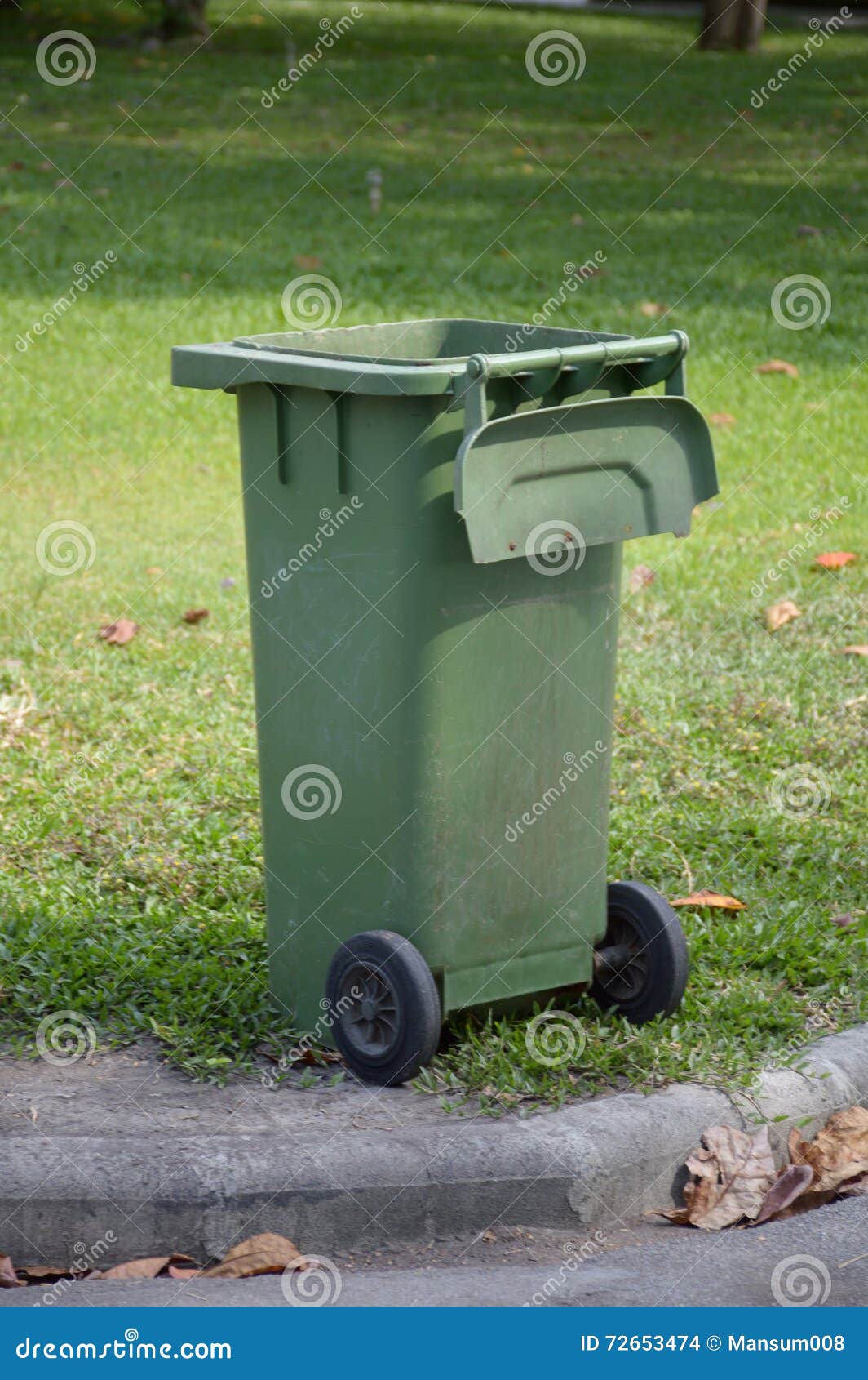 Green plastic bin stock photo. Image of outdoor, park 72653474