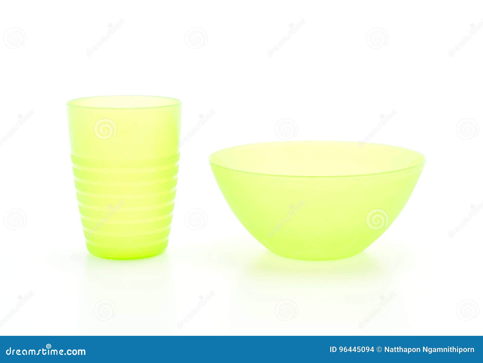 Green Plastic Bowl and Glass Stock Photo Image of design, kitchen 96445094