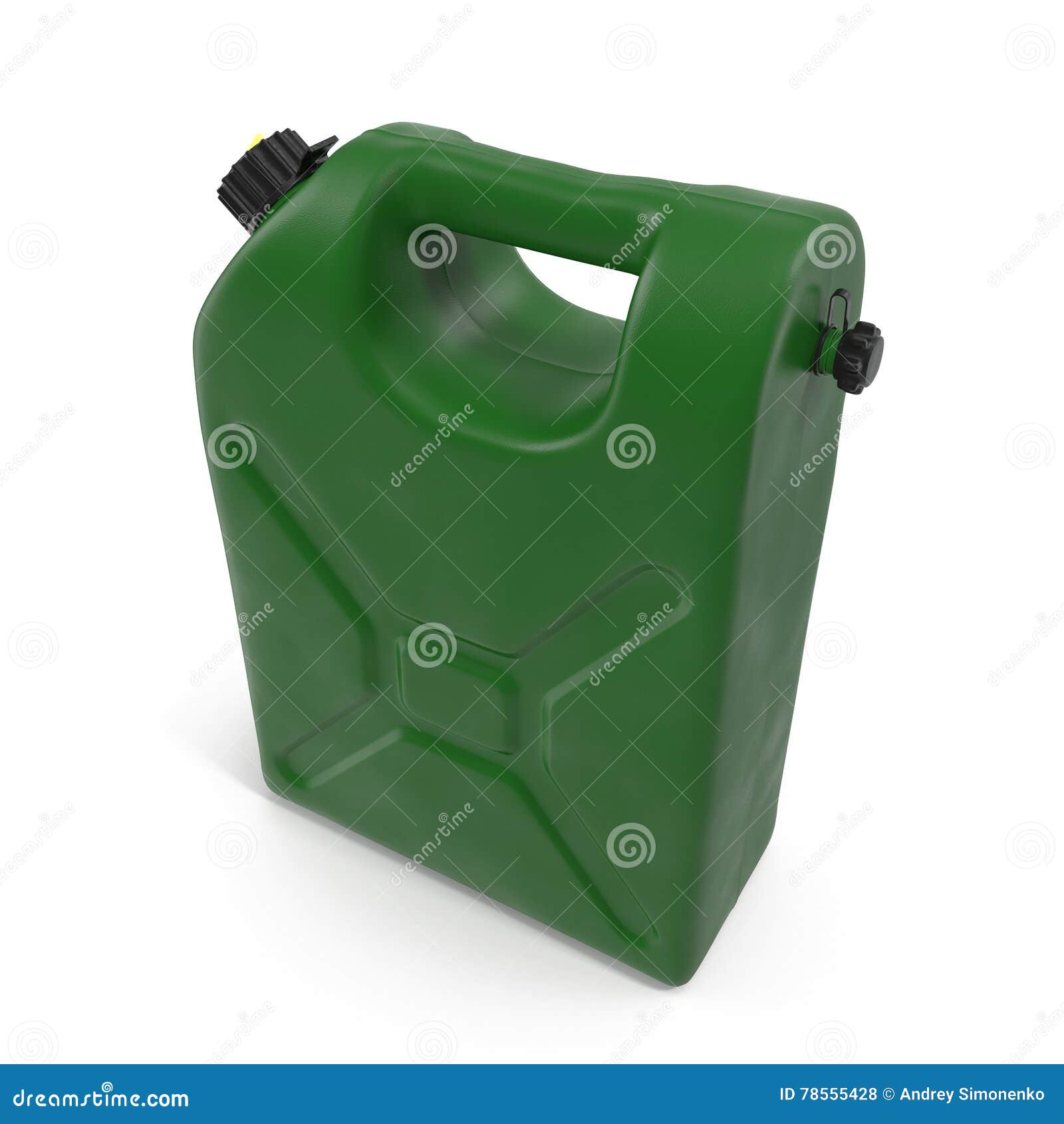 Green Plastic Canister, Container. Isolated On White. Angle From Up. 3D