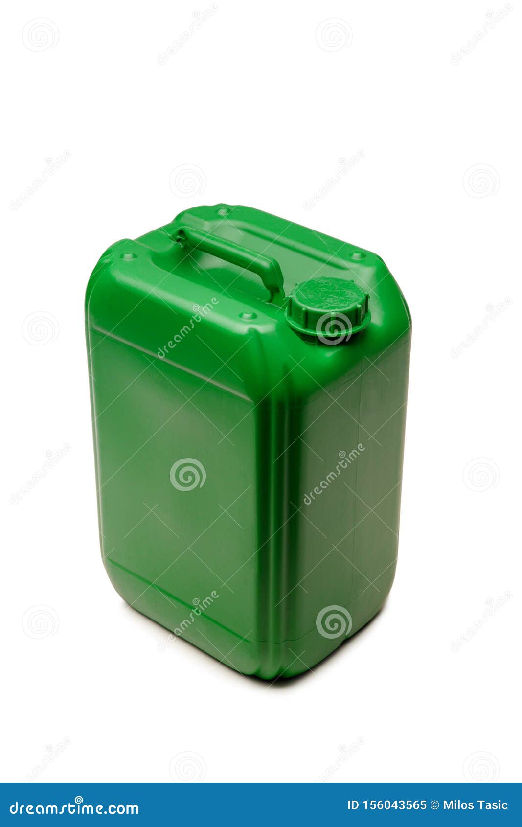 Green Plastic Canister, Container; Isolated on White Background Stock