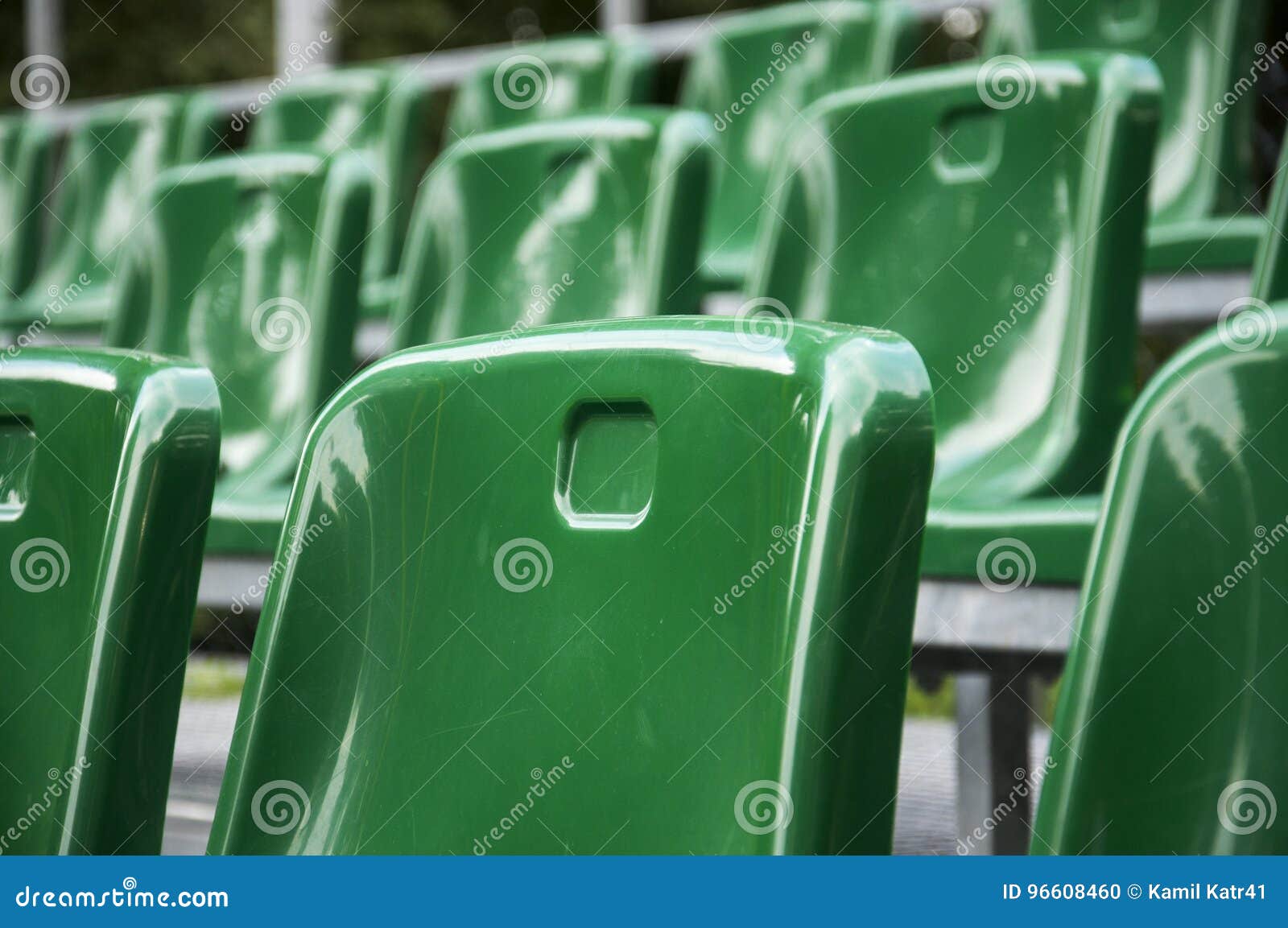 Green Plastic Stadium Chairs for Fans Stock Photo Image of background