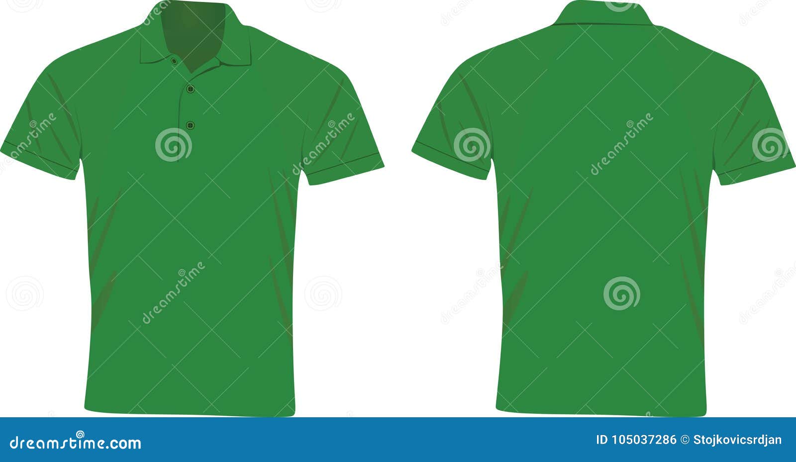 Green Polo T Shirt Front and Back View Stock Vector - Illustration of ...