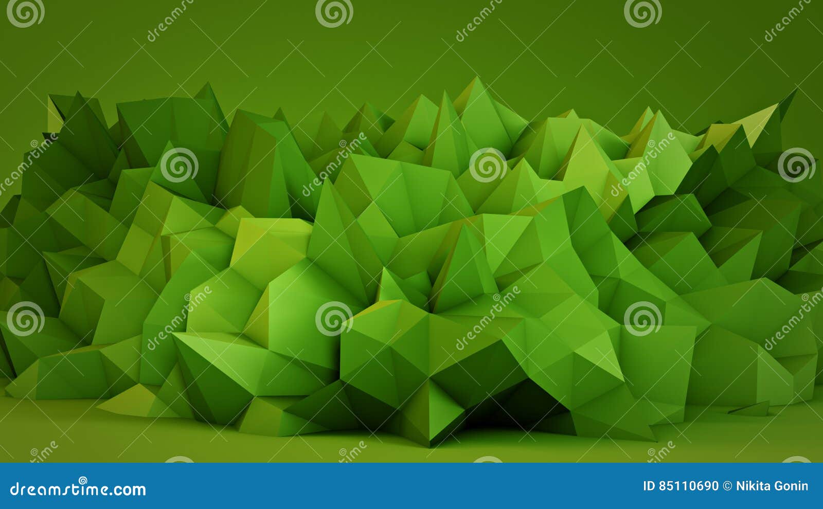 green polygonal 3d surface in studio