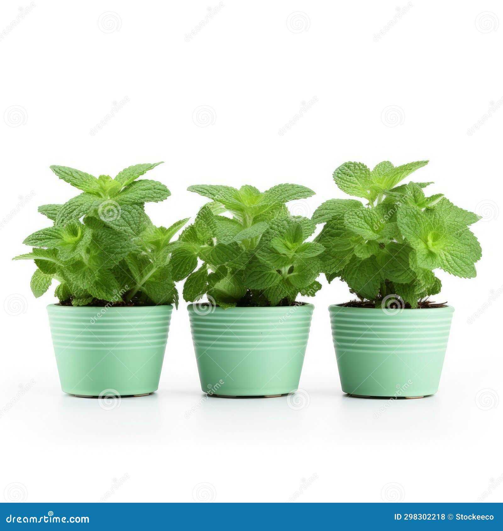 Delicate Mint Plants in Green Pots - a Crisp and Classic Touch