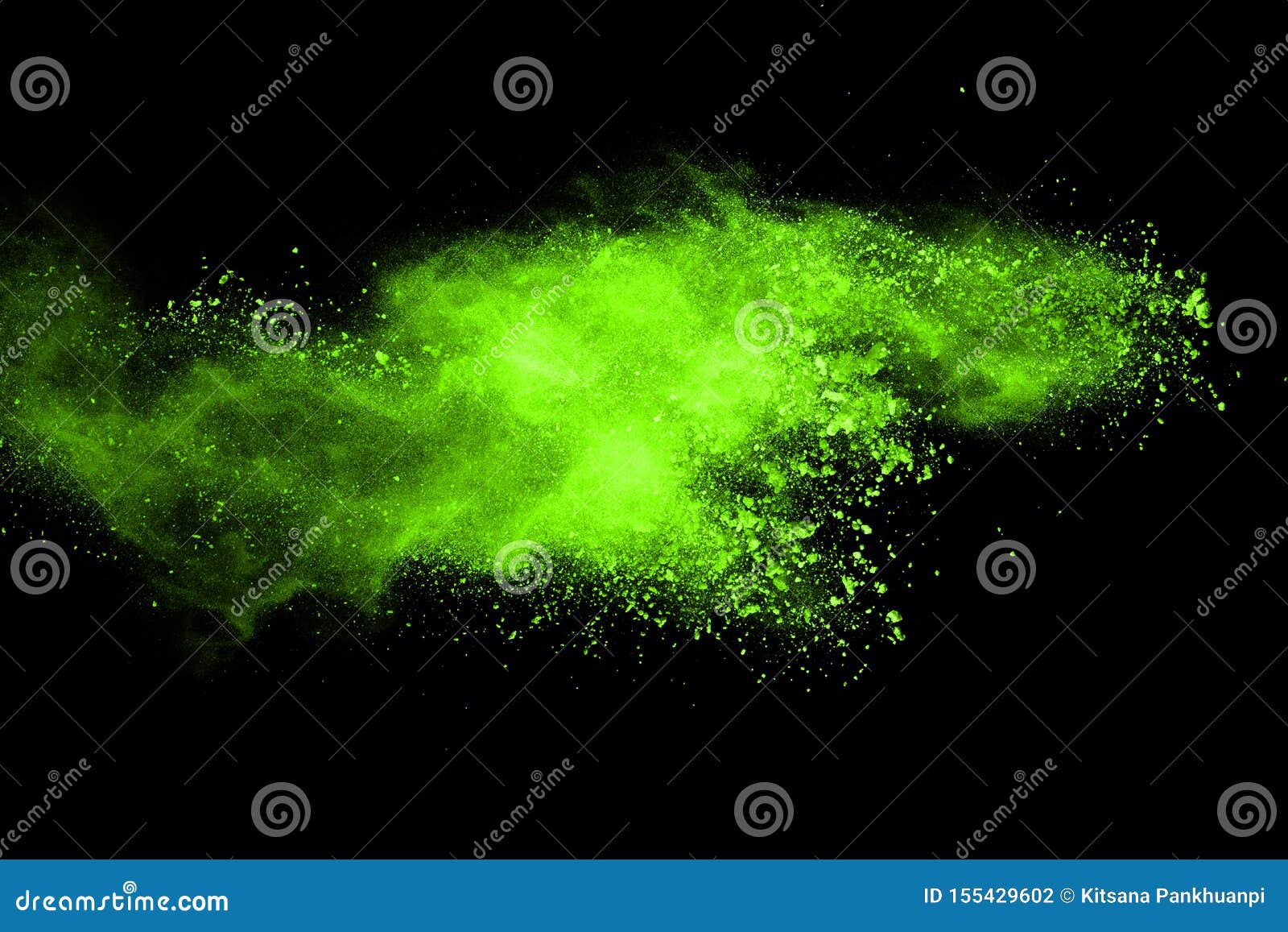 Green Powder Explosion on Black Background. Stock Photo - Image of