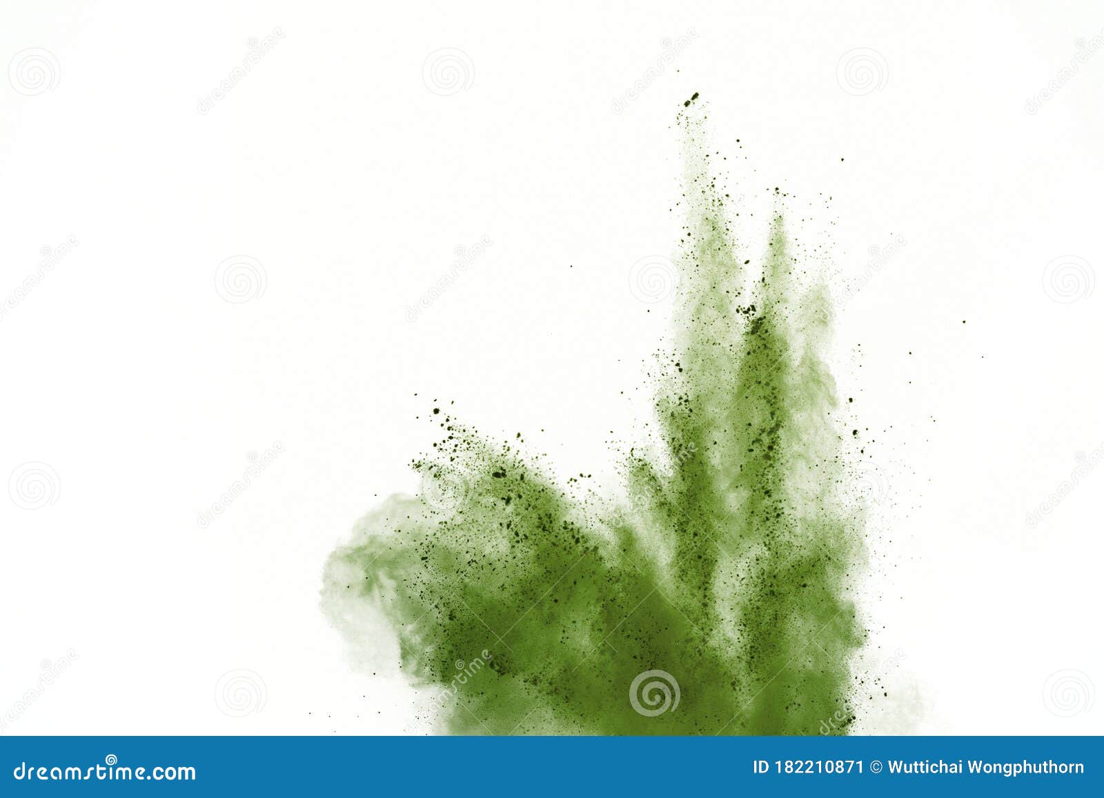 Green Powder Explosion Isolated on White Background Stock Image Image