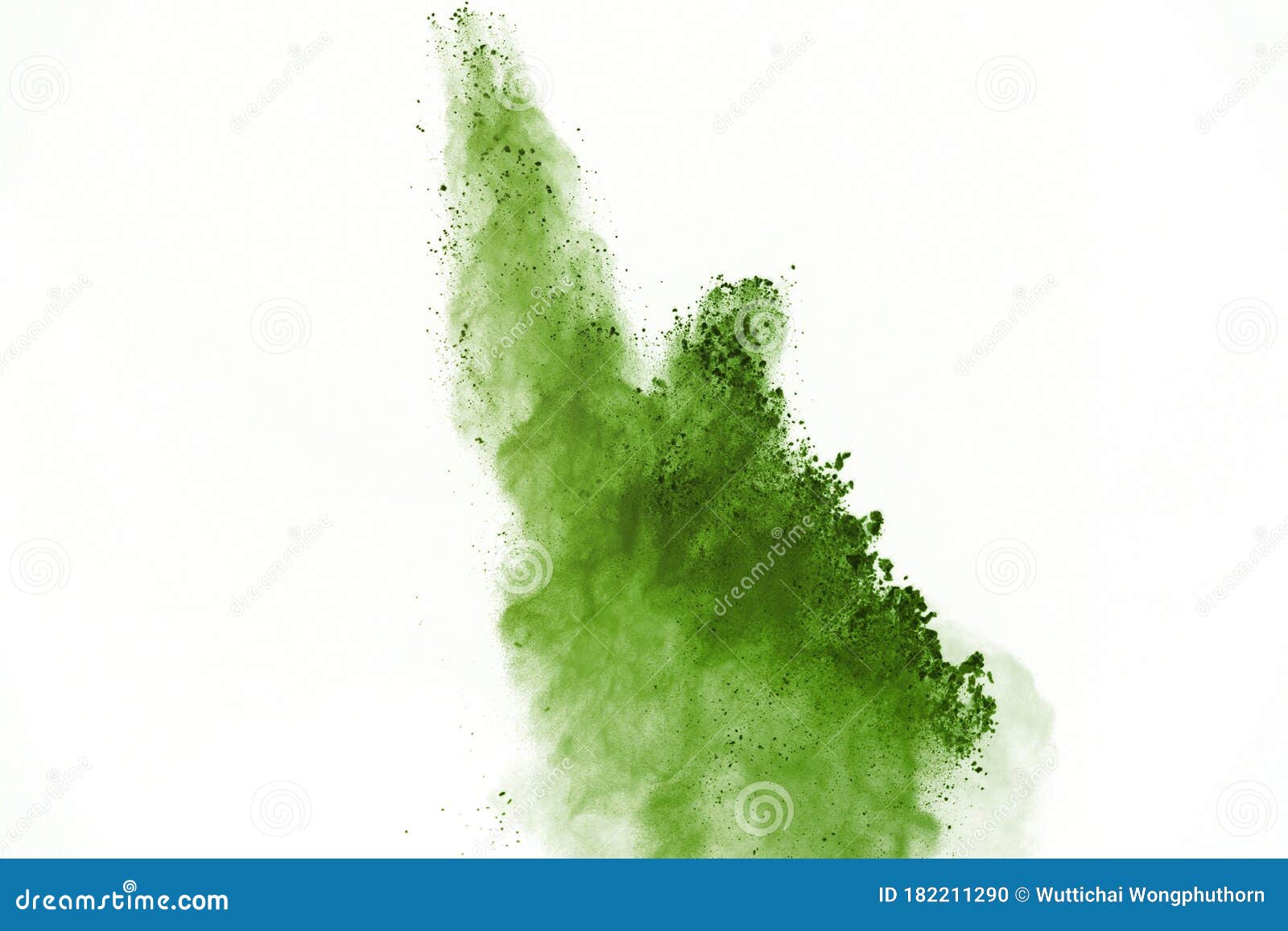 Green Powder Explosion Isolated on White Background Stock Photo Image