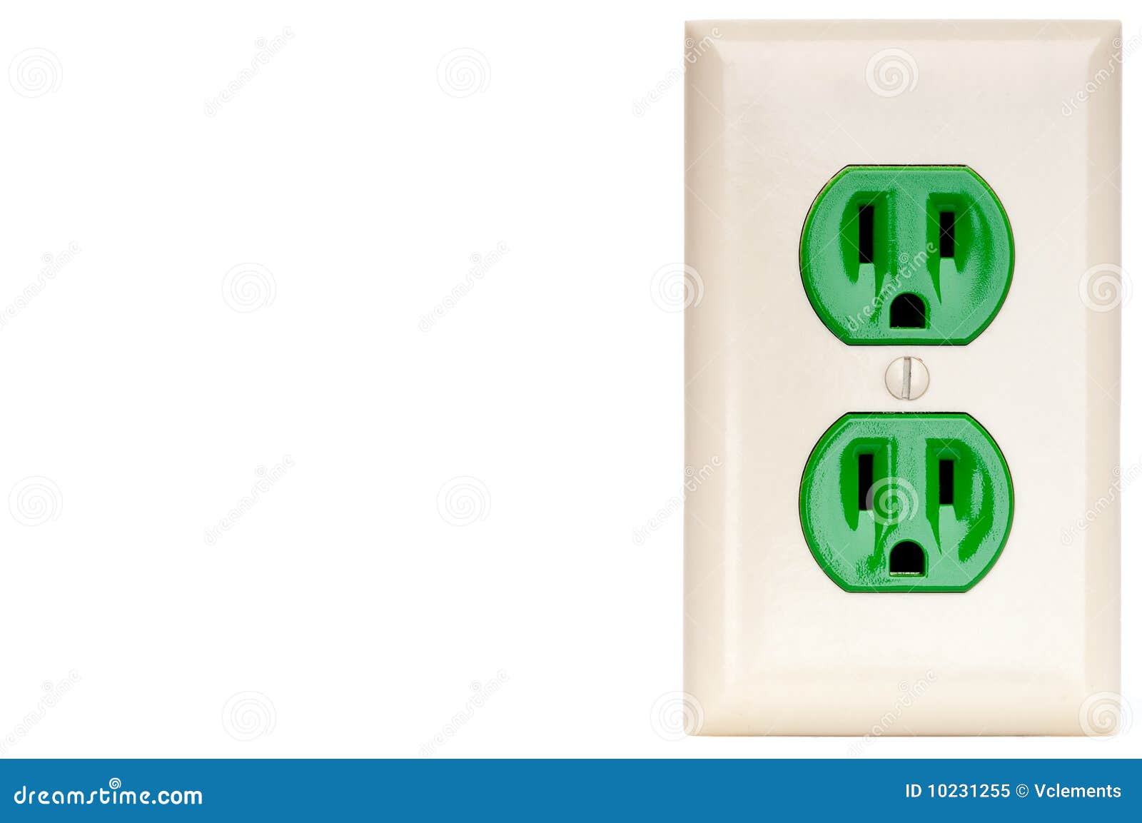 a green power outlet receptacle