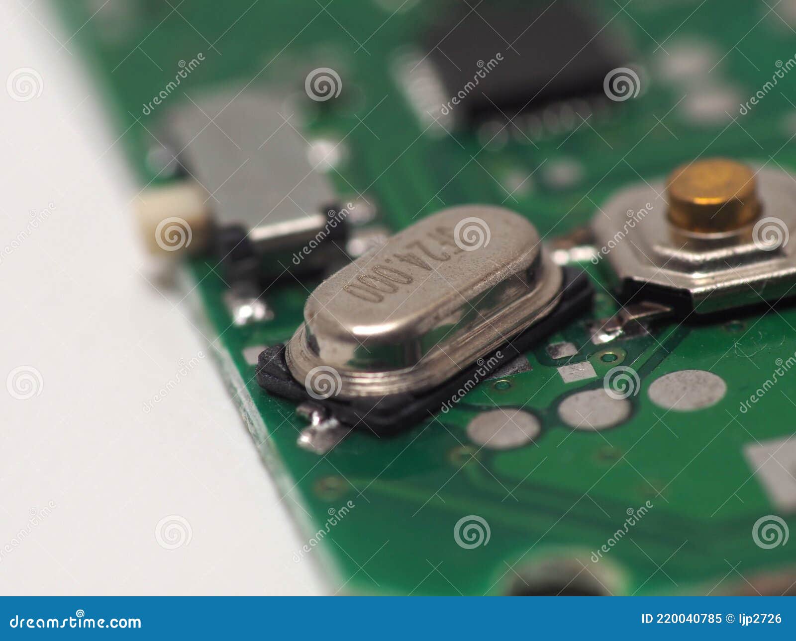 green printed circuit board pcb with some surface mount device smd components and chips