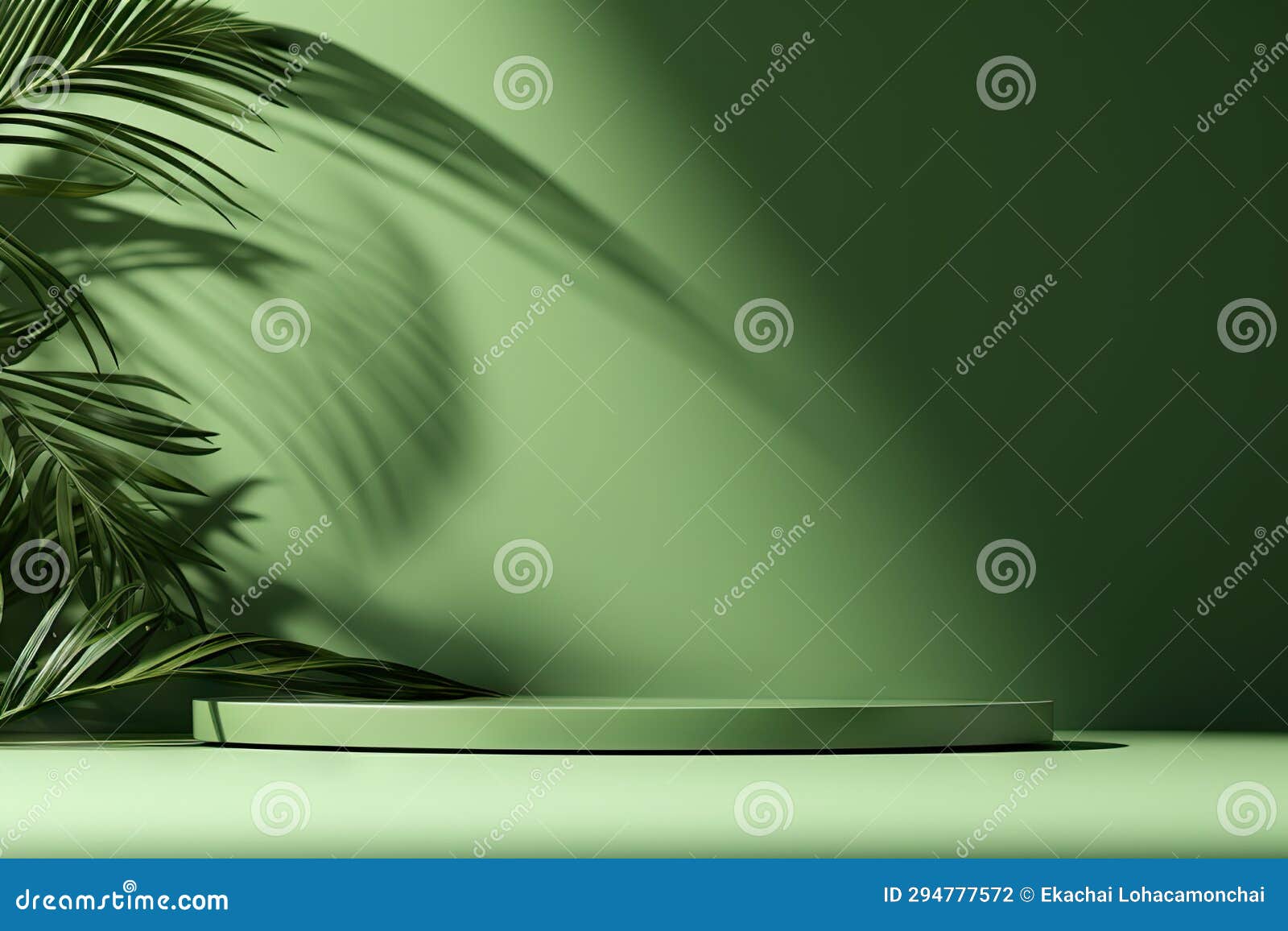 green product podium display with tree shadow on summer green background summer product mockup background. created with generative