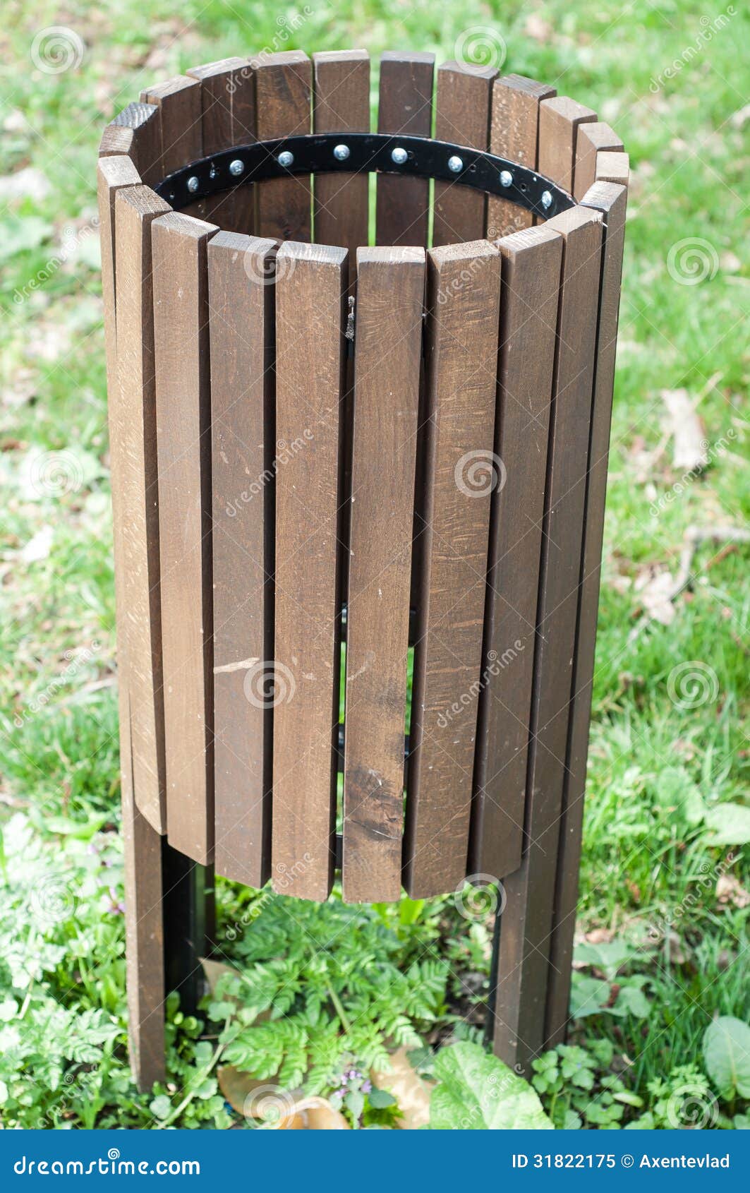 Green Public Rubbish Bin in a Park Stock Image Image of environmental
