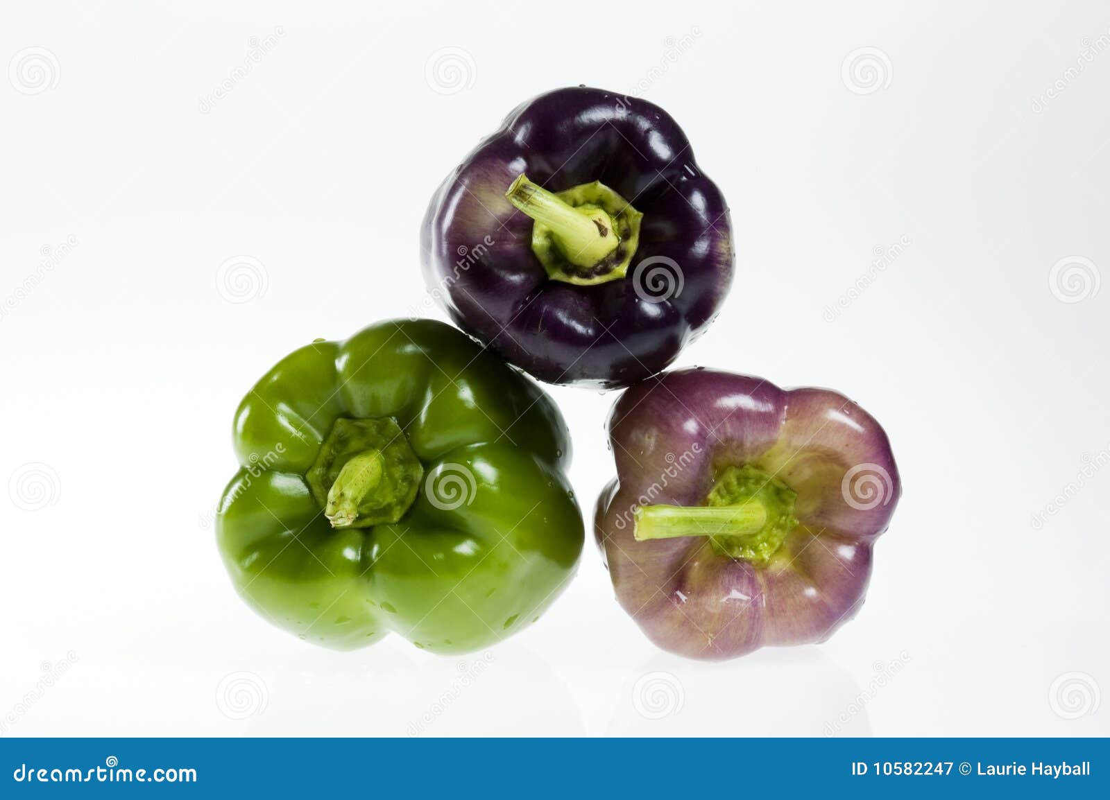 Green and Purple Bell Peppers Stock Image Image of three, vegetable 10582247
