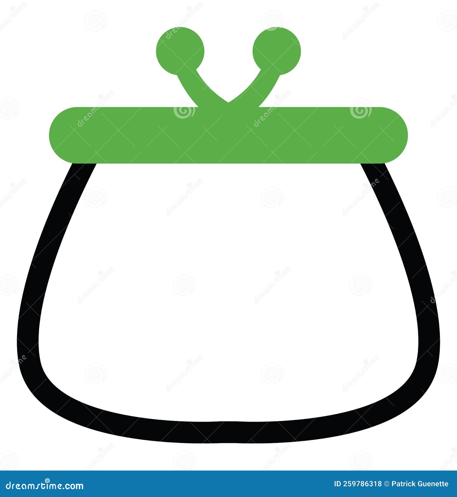 Green purse, icon stock vector. Illustration of wallet 259786318